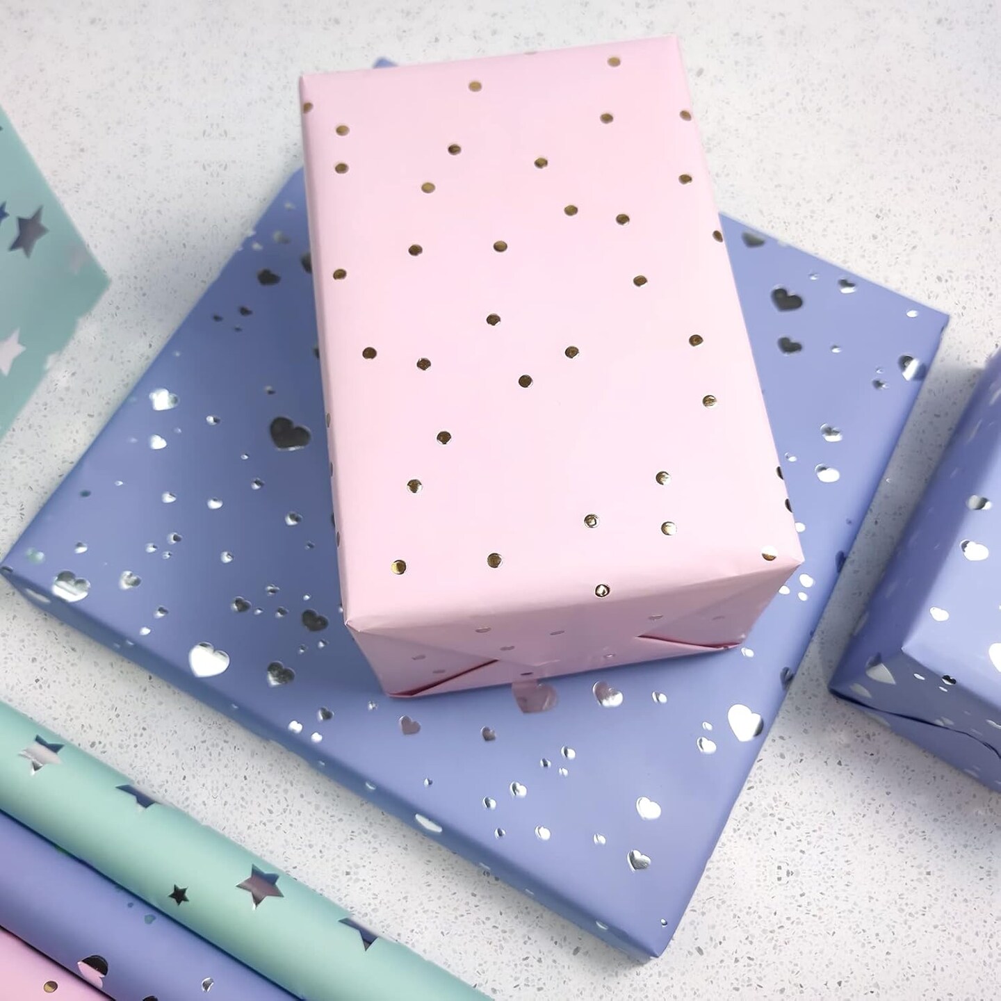 Mini Short Small Wrapping Paper Roll with Cut Lines on Reverse (17&#x22; X 120&#x22; Per Roll)