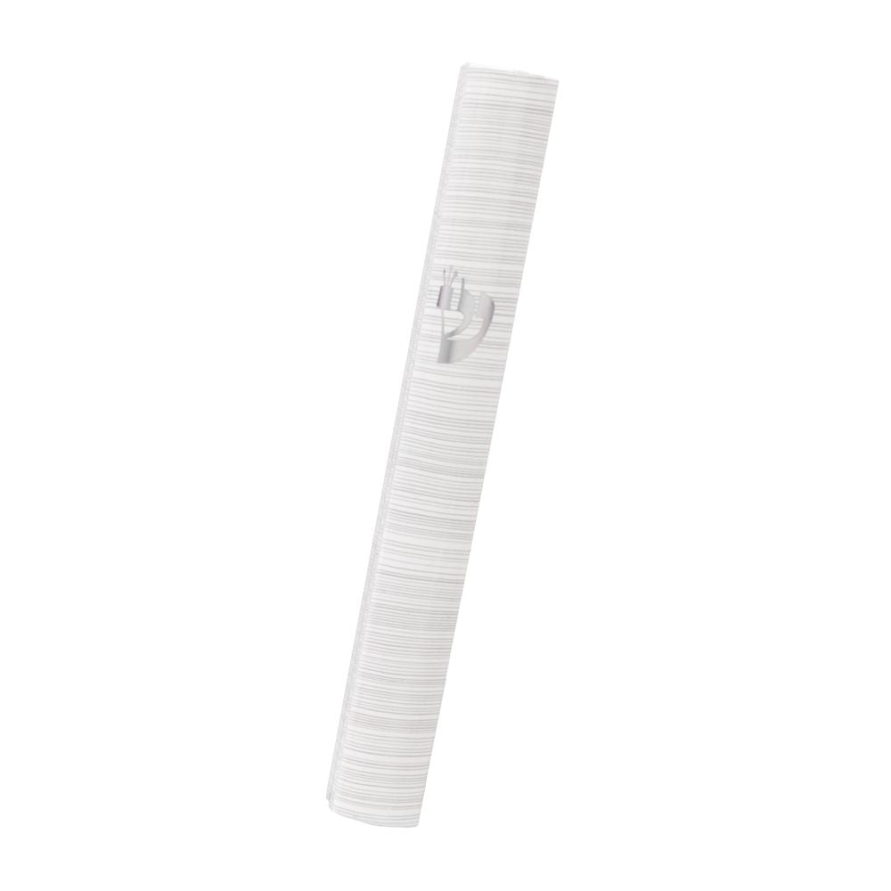Aluminum Mezuzah Textured Antique White with Silver Shin