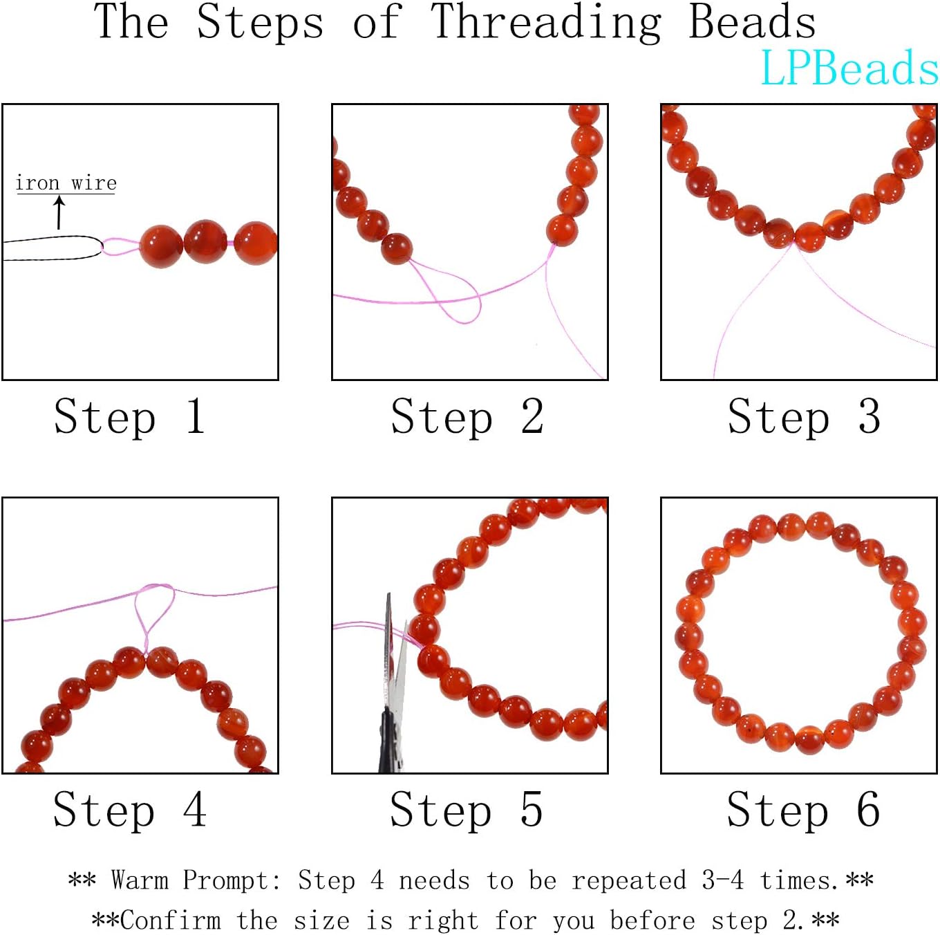 Natural Stone Beads Kit, 8mm Round Amethyst & Lava Stones with Jewelry Tools