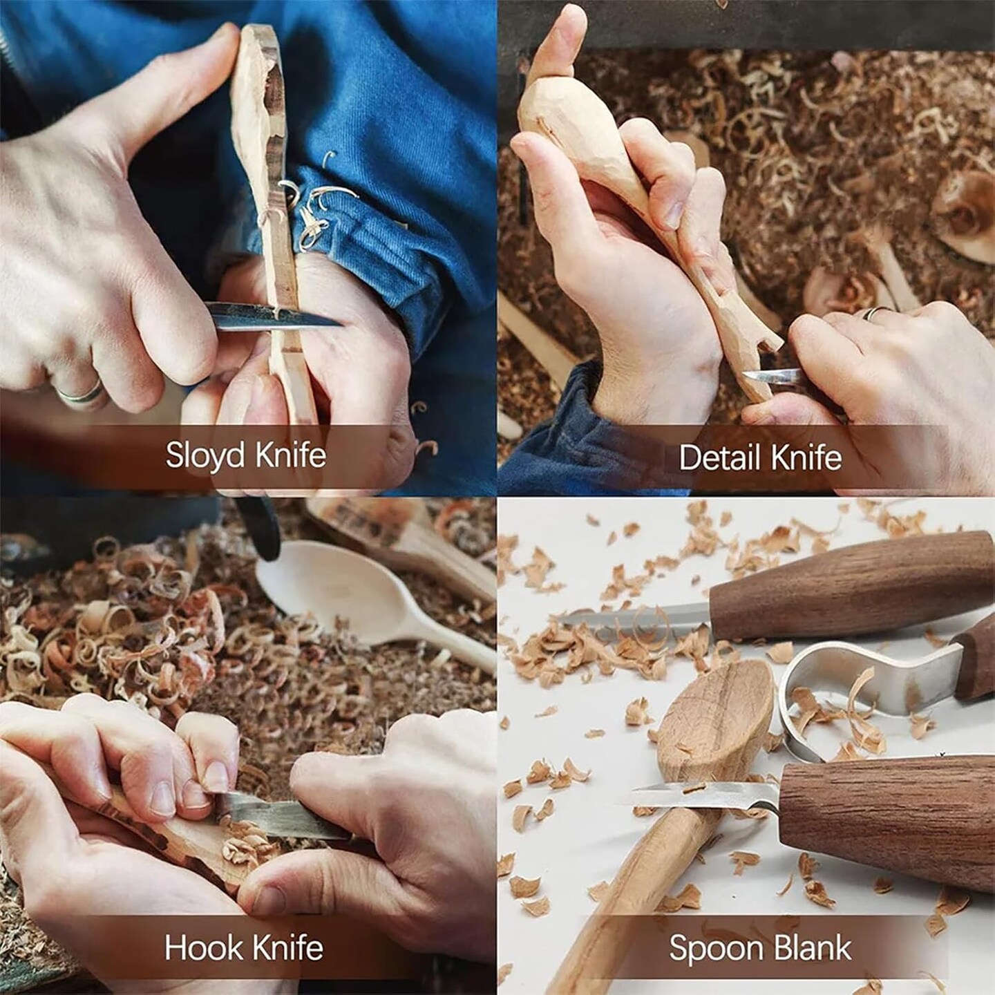 Wood Carving Tool Kit for Adult Beginners Woodworking, Whittling Knife Set with Large Leather Case and Gouge, Wooden Spoon Carving Kits, Gifts for Men Women Carving Enthusiasts Friends