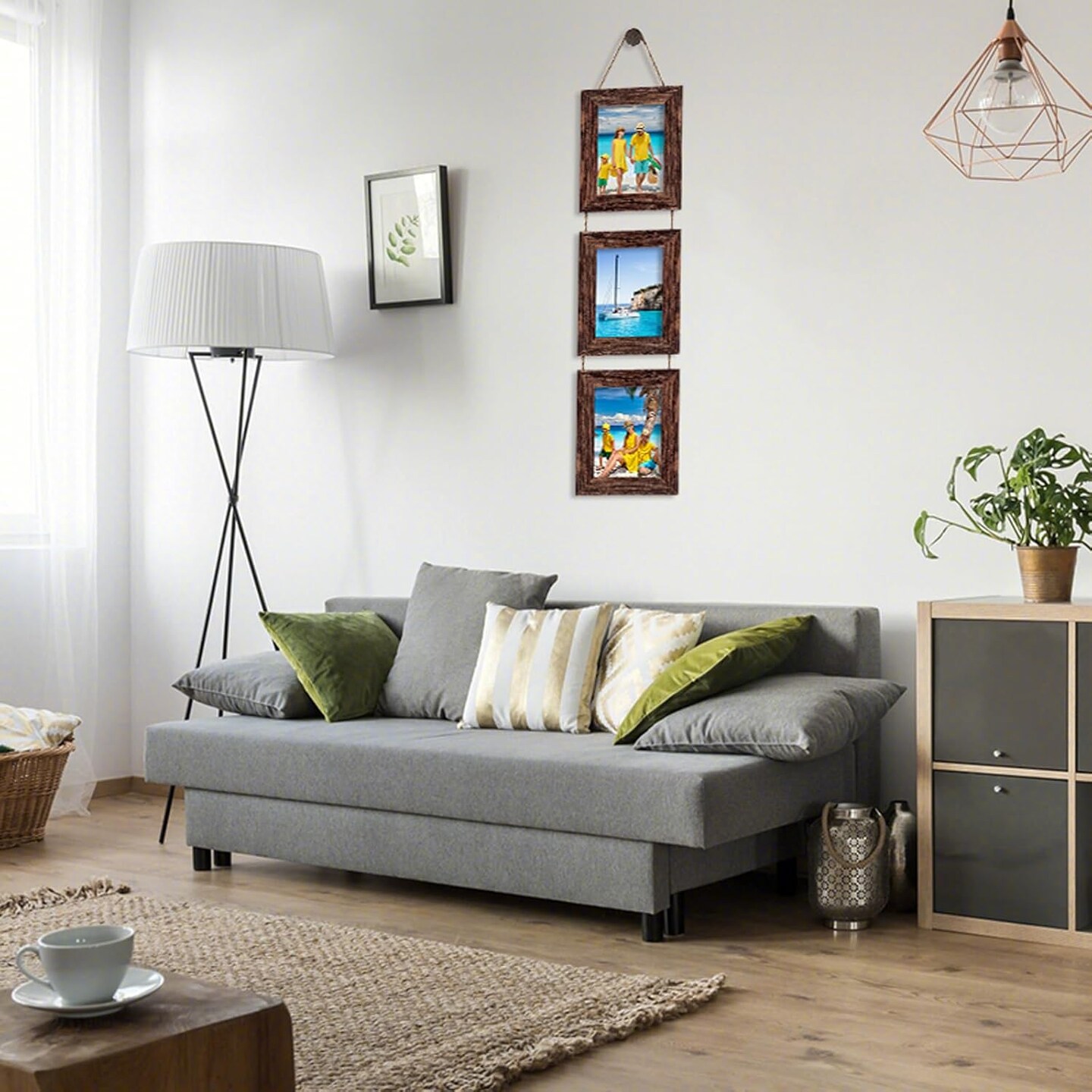 Picture Frames, 5x7 Picture Frame, Wall Hanging Picture Frames Collage with 3 Opening, Wall Decor Engineered Wood Frames (Brown)