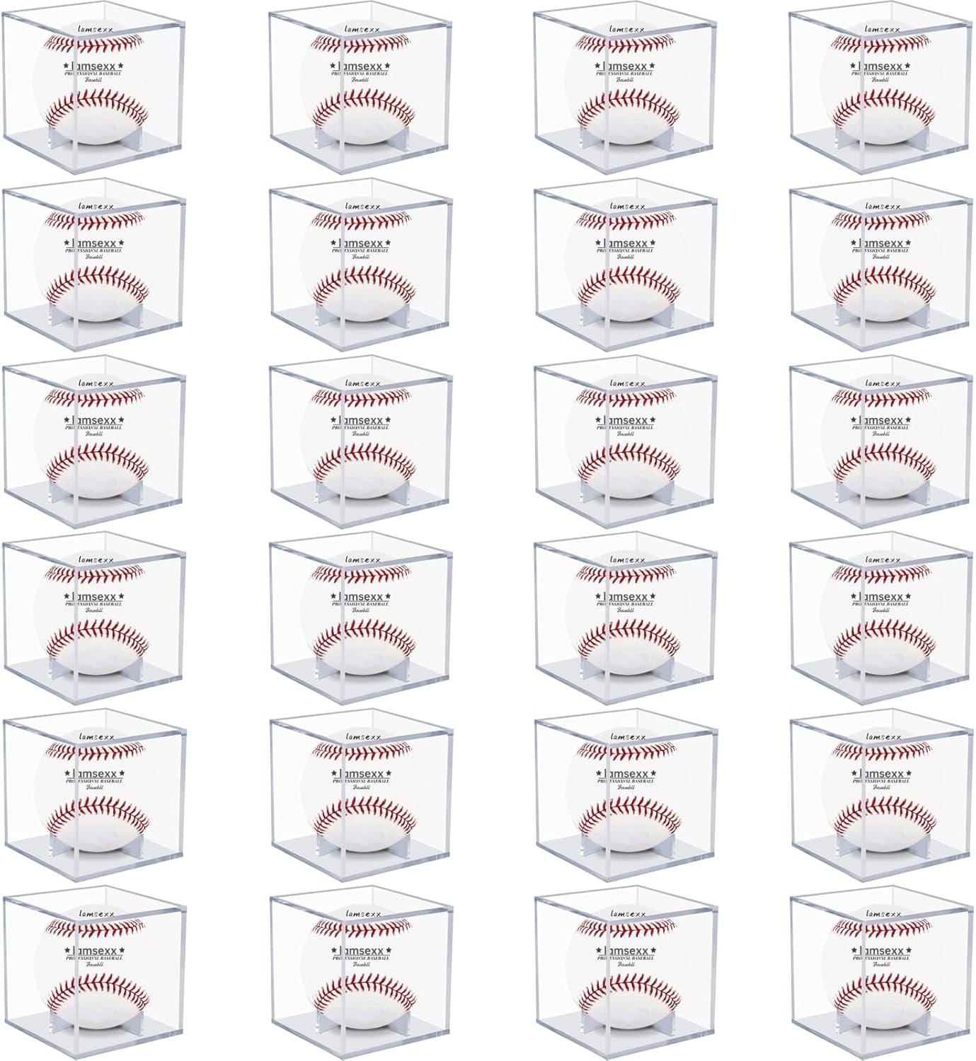 24 Pack Baseball Display Case, UV Protected Acrylic Boxes for Display,Clear Display Case Baseball Cube Memorabilia Showcase Autograph Ball Protector&#x2026;