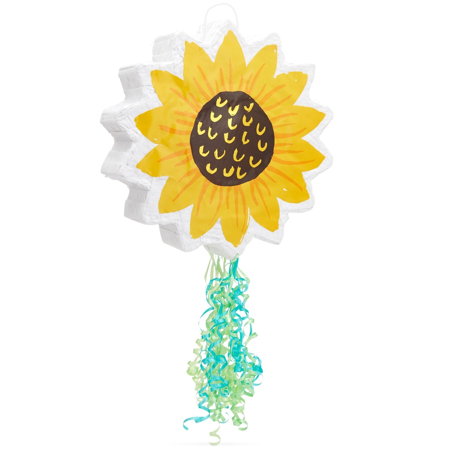 Pull String Sunflower Pinata for Sunshine Baby Shower, Floral Birthday Party Decorations (Small, 13x13x3 In)