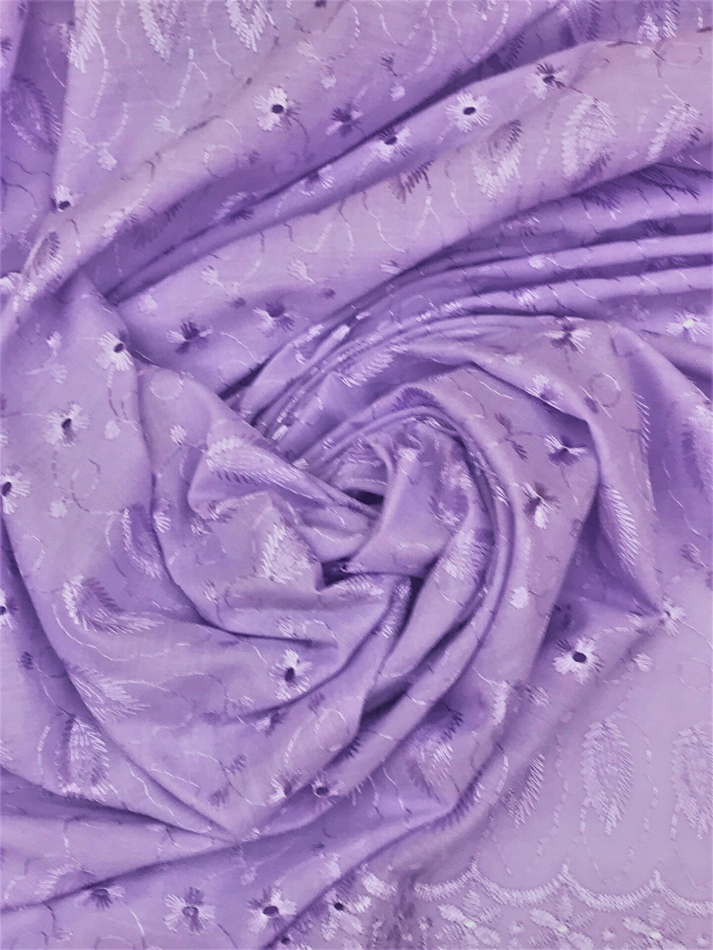 1 Yard Lavender Medium Eyelet Fabric with Double Border | Soft Cotton Blend, 41/42" Wide