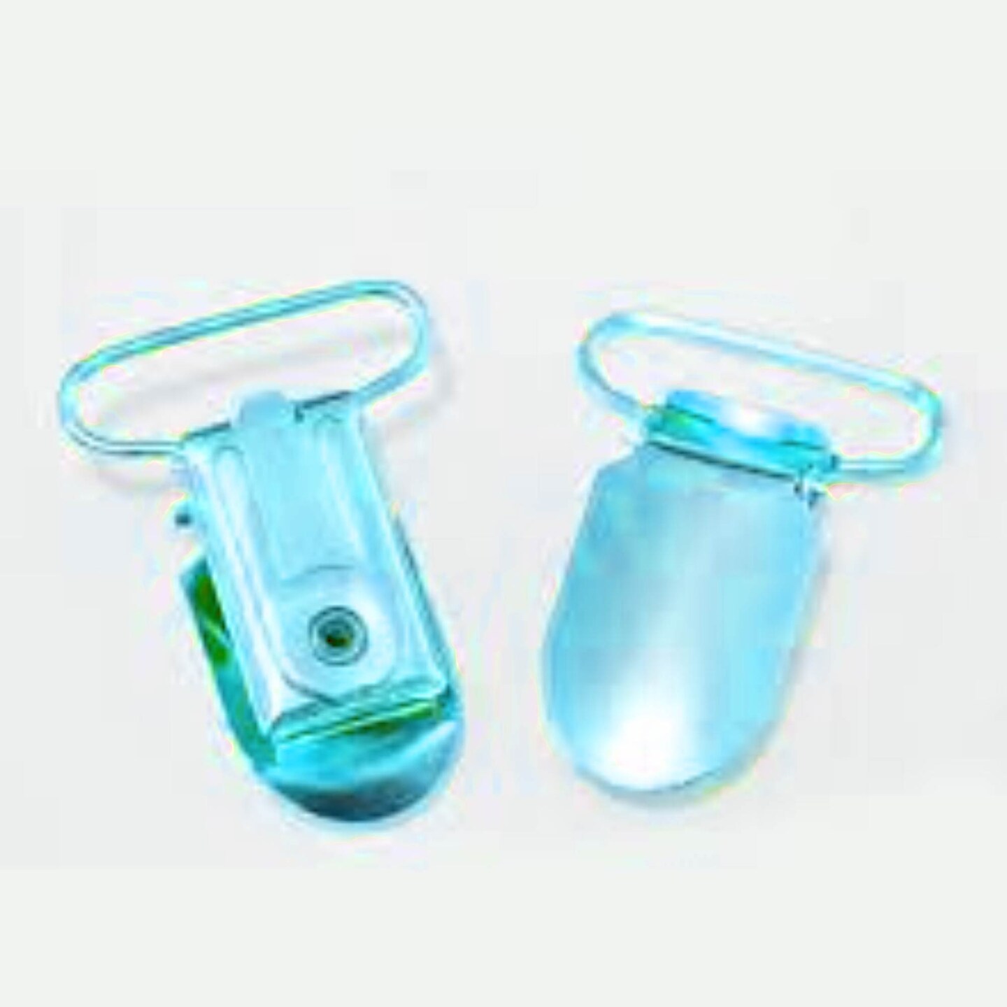 1 Dozen Metal Suspender Clips Colorful Durable Plastic Grip Sewing Clips Size 1 Inch Aqua Color