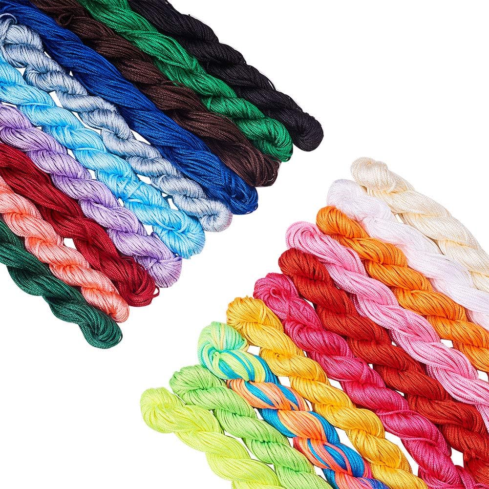 480 Yard 1mm Nylon String Chinese Knotting Cord 20 Colors Nylon Thread Kumihimo Macrame Thread Braided Beading String Cord Blinds Lift Cord for Macrame Friendship Bracelet Hair Decor