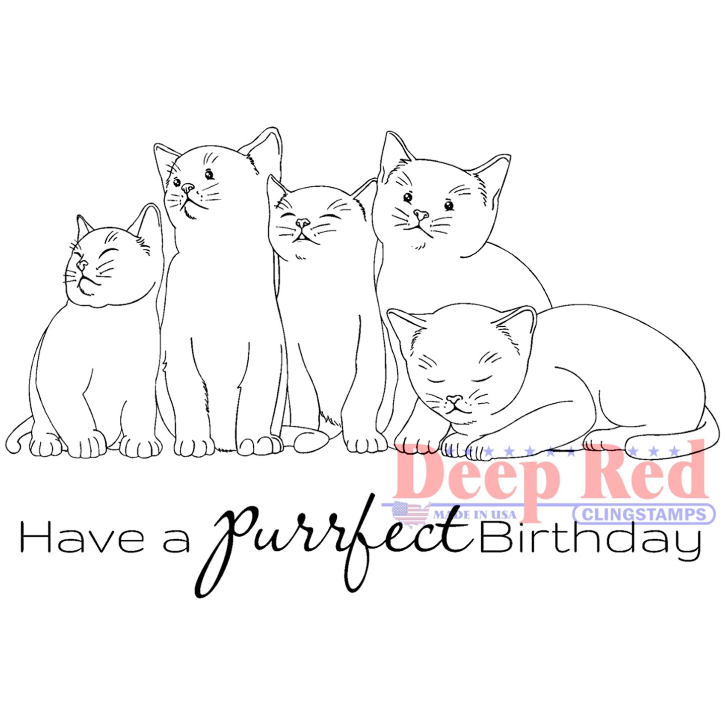 Deep Red Stamps Purrfect Birthday Rubber Cling Stamp