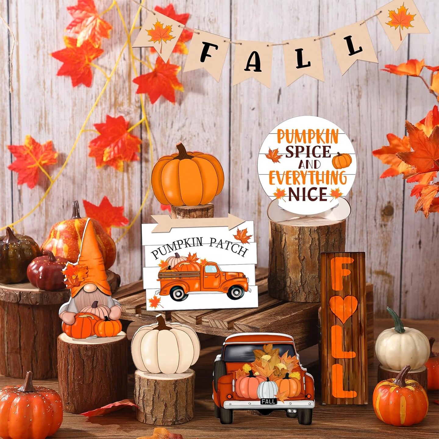 13 Pieces Fall Tiered Tray Decor Set Autumn Farmhouse Decor