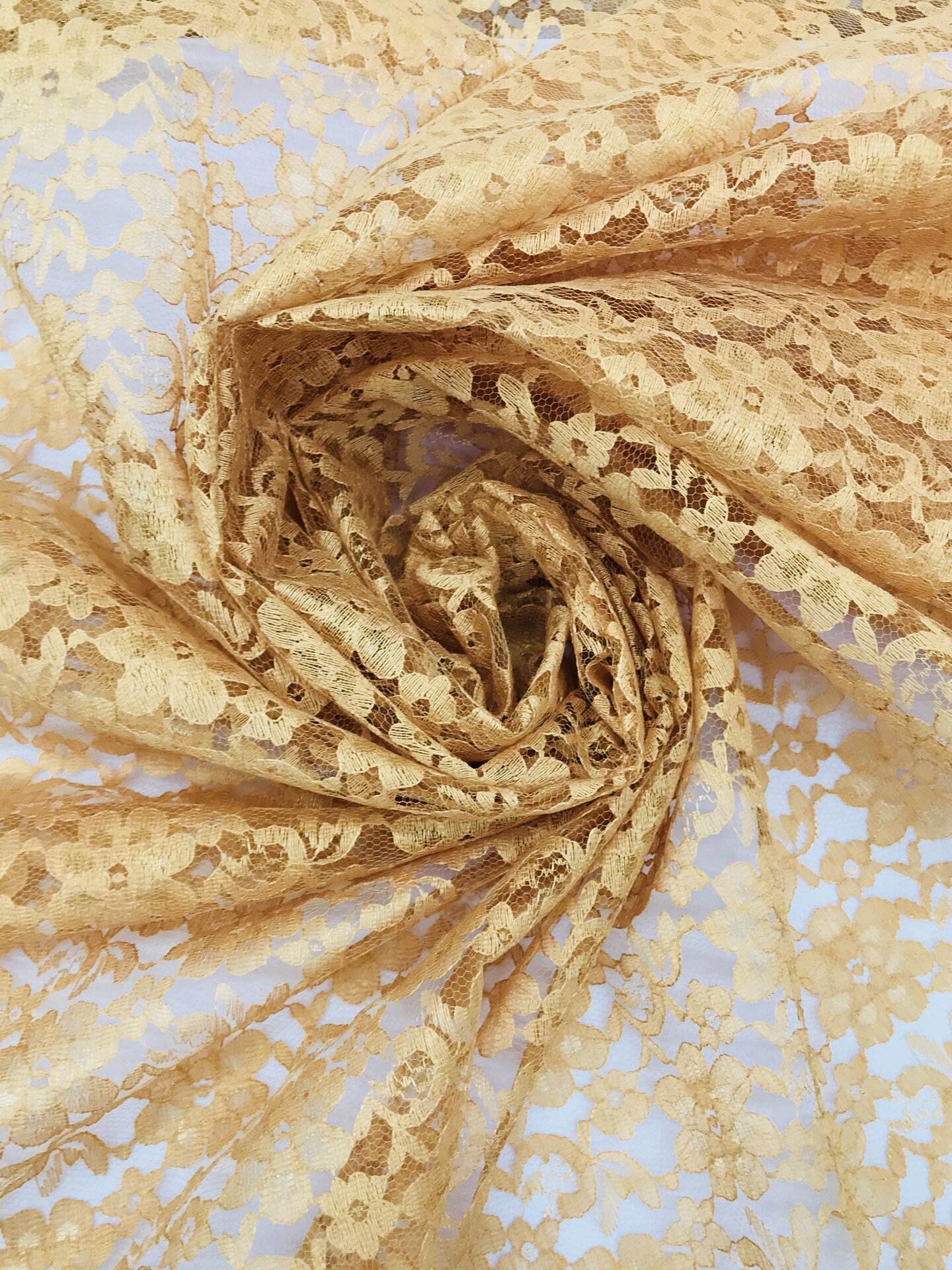 1 Yard Gold Rachelle Lace Fabric For Table Runners Curtains Overlays Crafts Decor 58″-60″ Wide