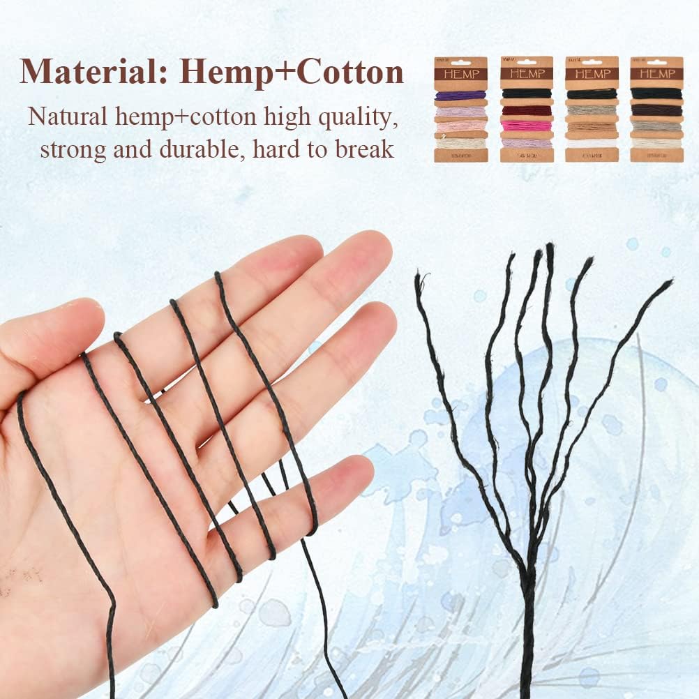 30 Colors 160 Yards Hemp Cord String for Jewelry Making, Multi-Color Flax String Cord, Natural Twine Cord Rope String for Handmade Bracelets Keychains Craft Making Accessories, 1 mm