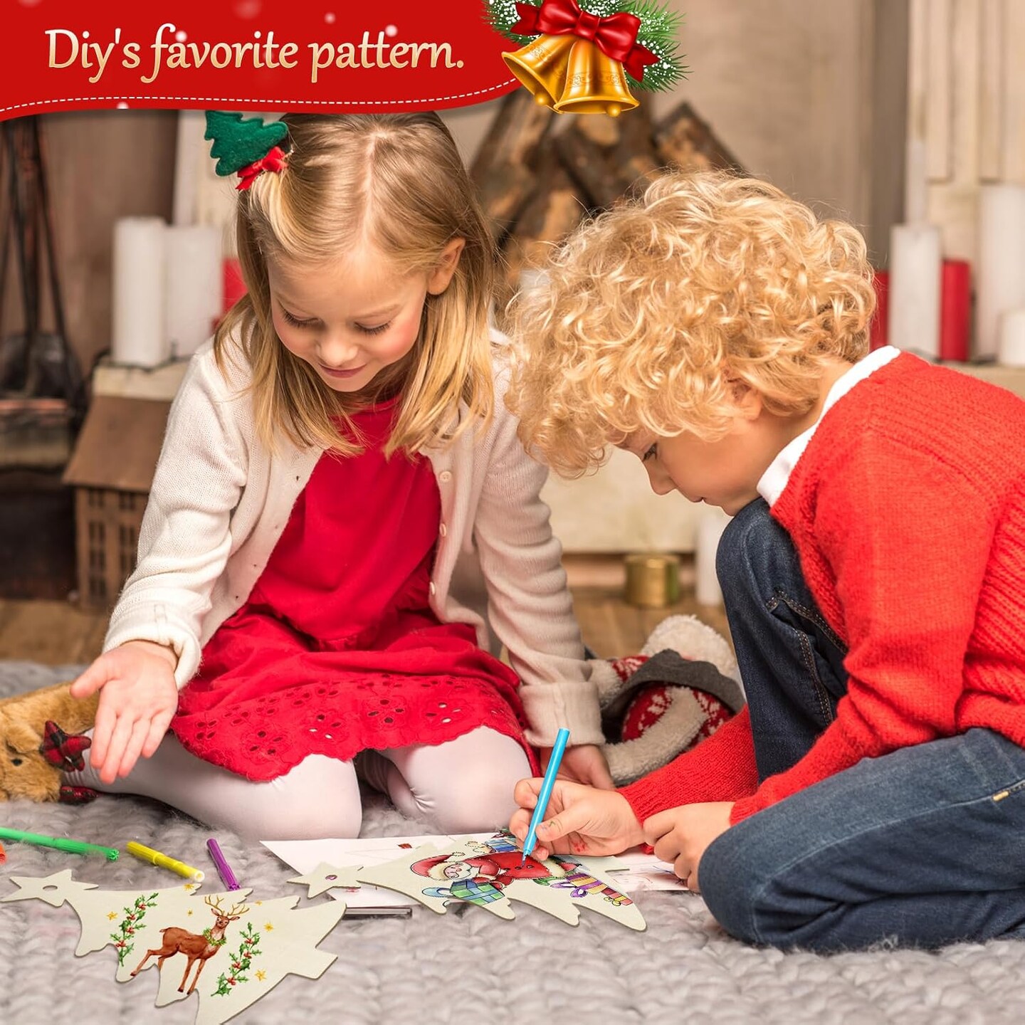 3Pack 7 inches-Wooden Christmas Ornaments to Paint Christmas Tree Decoration