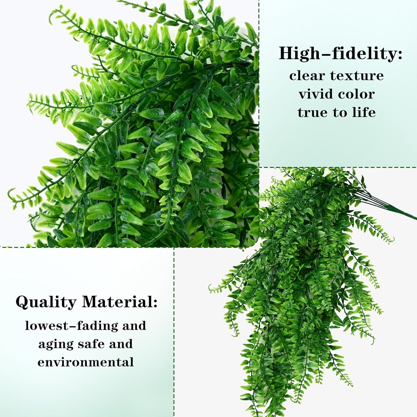4Pcs Fake Hanging Plants Artificial Ferns for Outdoors