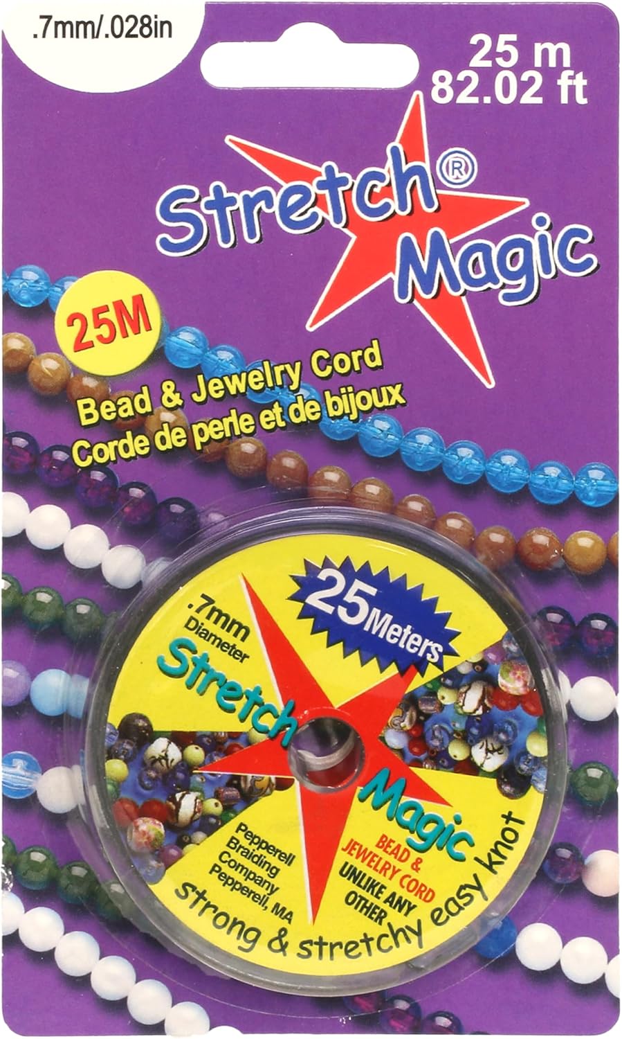 Stretch MagicStretch Magic Bead & Jewelry Cord - Strong & Stretchy, Easy to Knot - Black Color - 0.7mm diameter - 25-meter (82 ft) spool - Elastic String for making beaded