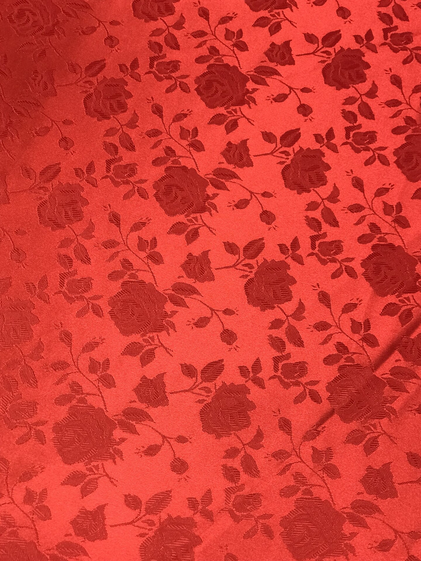 1 Yard Red Jacquard Satin Reversible Fabric Tablecloth Curtain Overlay Fabric 58/60 Inches Wide