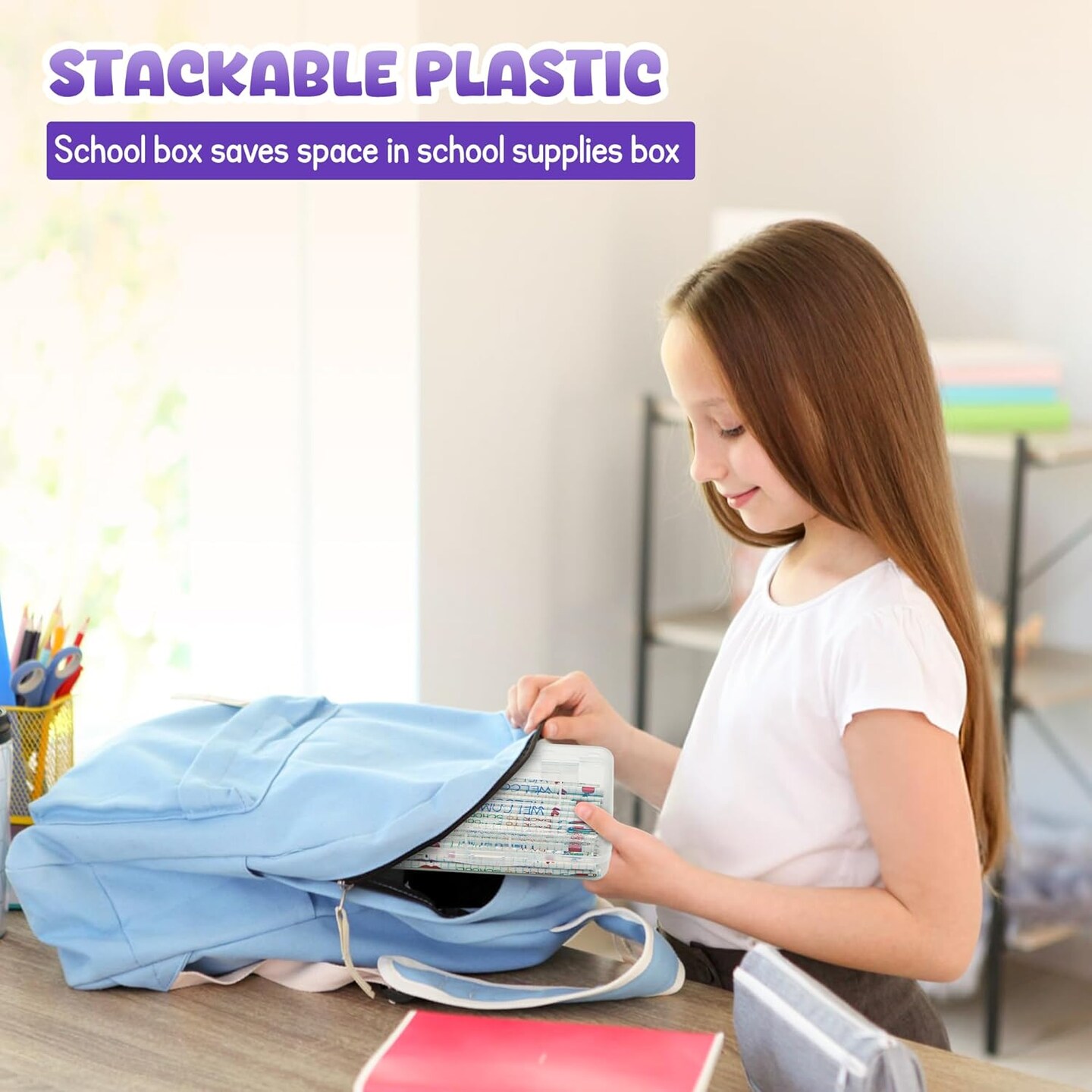 4E&#x27;s Novelty 4 Pack Clear Pencil Boxes for Pencil Case for School Organize with Clear Plastic Pencil Case as School Supply Box, Pencil Cases for Kids in Durable Accessories Box for Daily Use