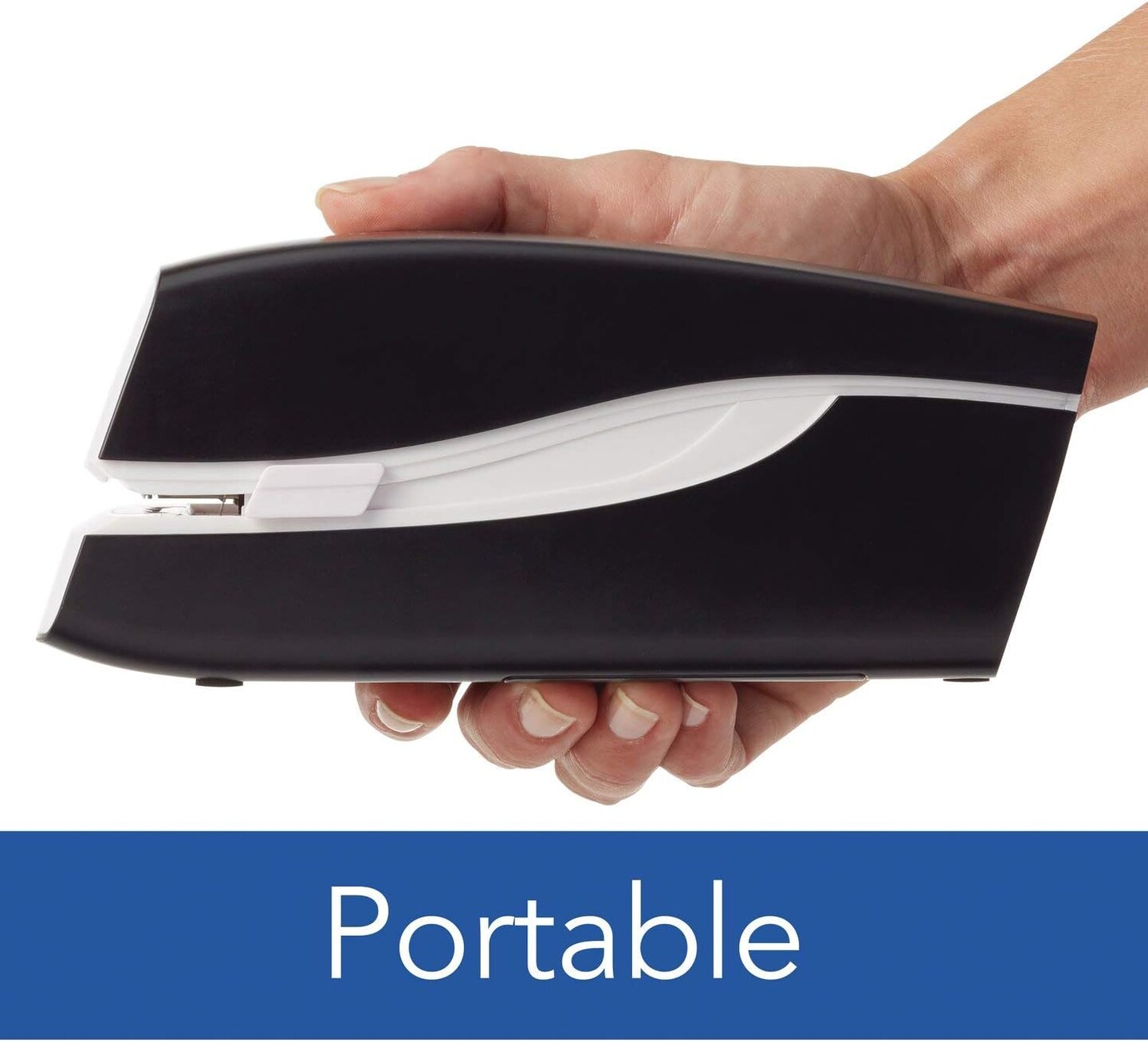 Electric Stapler, 20 Sheet Capacity, Portable, Full Strip, Plug In or Battery, Black (48200)