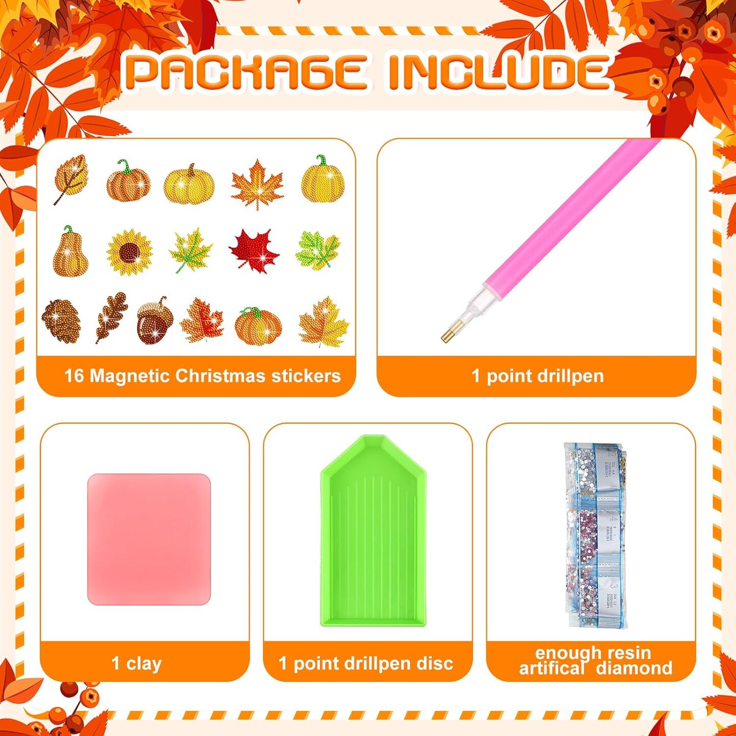 16 Pcs Diamond Painting Autumn Thanksgiving Art Kits for Adults