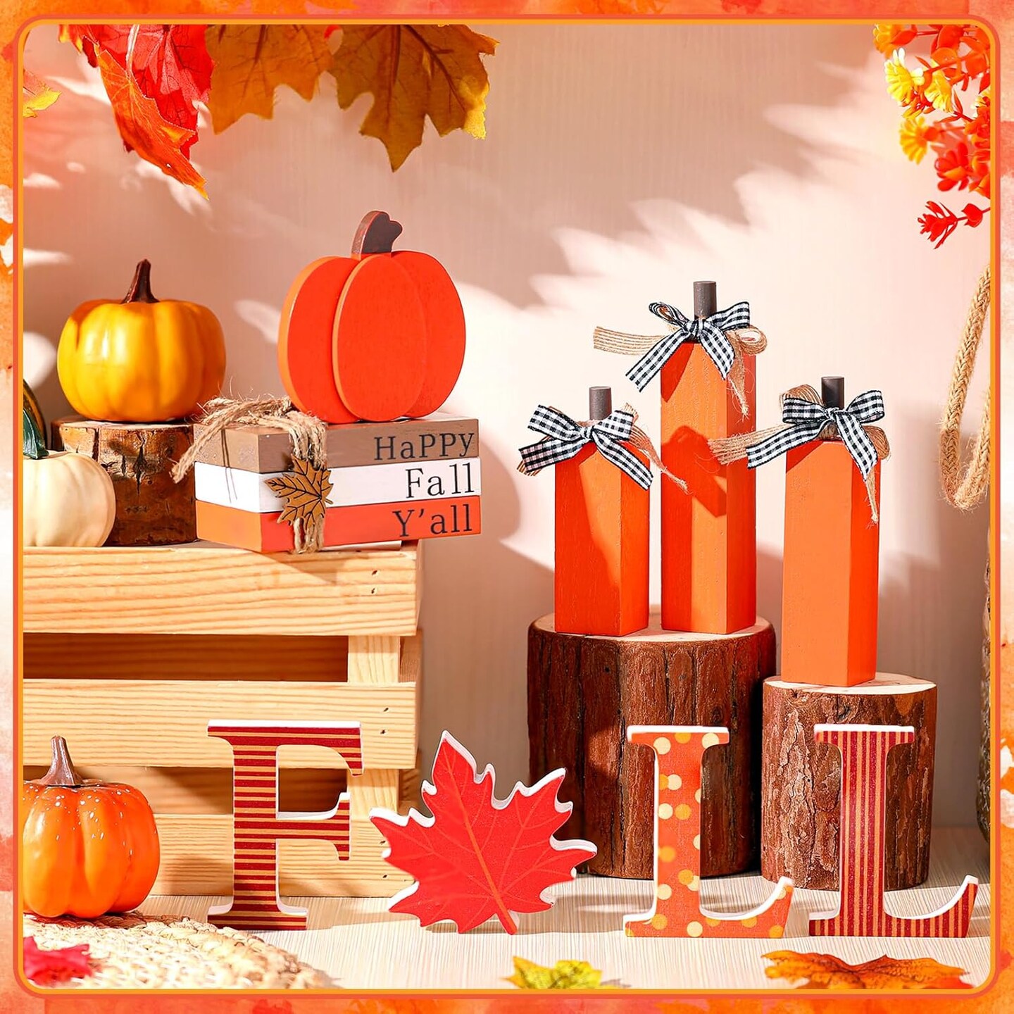 11pcs Fall Decorations for Home Pumpkin Tiered Tray Decor Fall Table