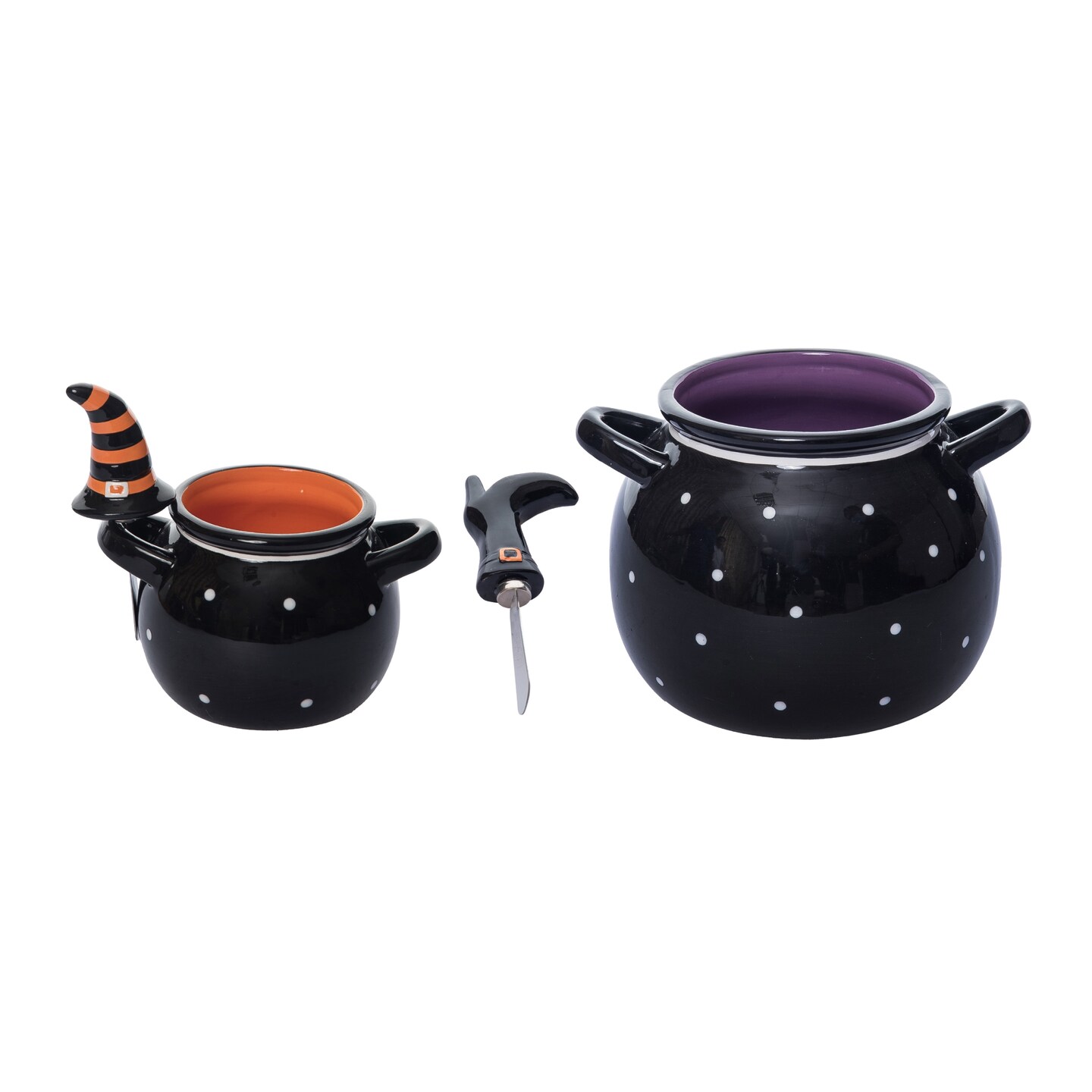 Dolomite Black Halloween Cauldron Dip Bowl Set - 2 Decorative Bowls