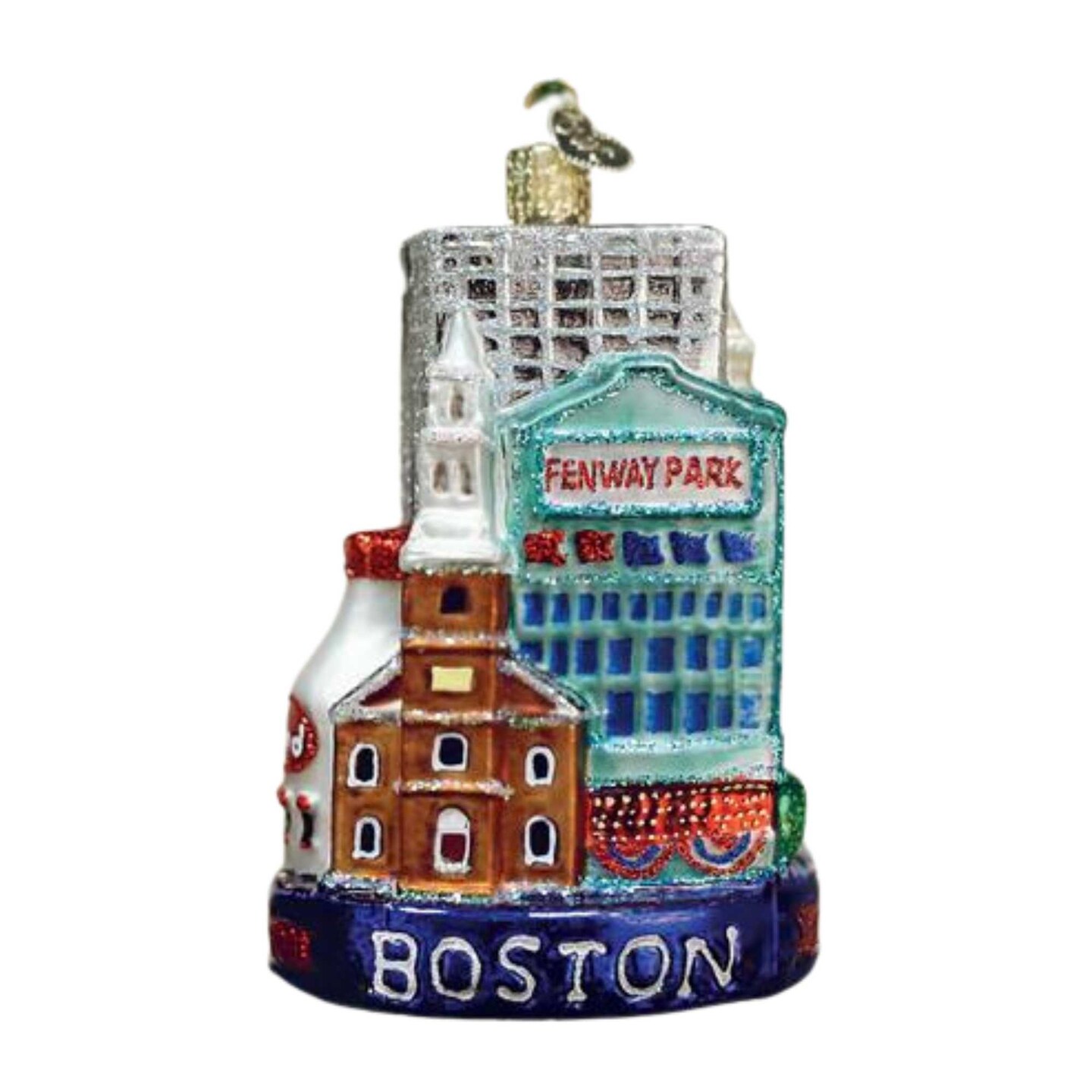 Old World Christmas 4.5 Inch Boston City Christmas Tree Ornament , Ornament Massachusetts Fenway