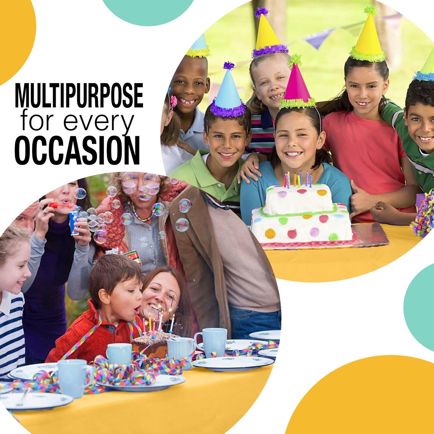 Party Solids 54" x 300' Plastic Table Cover Roll with Slide Cutter – Cut-to-Size Dispenser Box – Makes Up to 36 Disposable 8' Rectangle Tablecloths by Exquisite