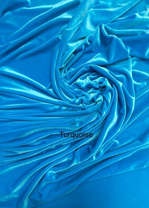1 Yard Vibrant Turquoise Stretch Velour Fabric Silky Plush Feel with Graceful Weighted Drape 58/60 Inch Width