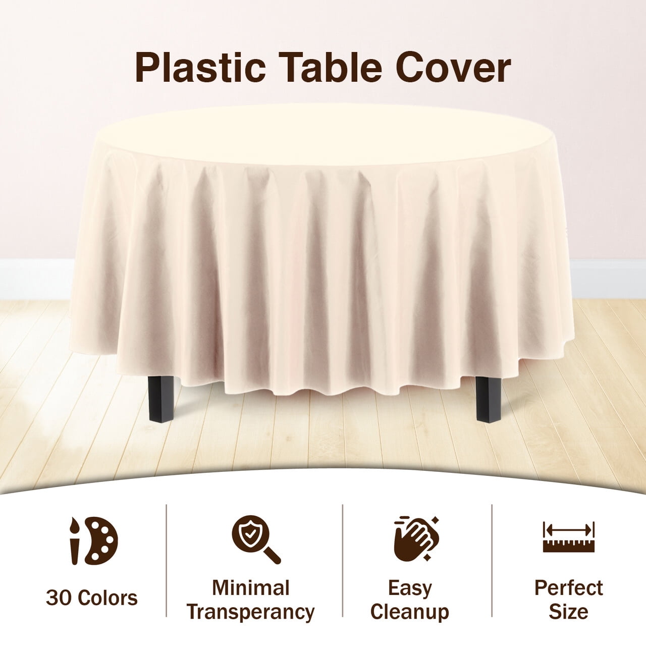 Exquisite Disposable Round Plastic Tablecloths &#x2013; 12 Pack 84&#x22; Disposable Table Cloths &#x2013; Indoor/Outdoor Party Tablecloth &#x2013; Round Plastic Table Cover for Events &#x26; Party Supplies