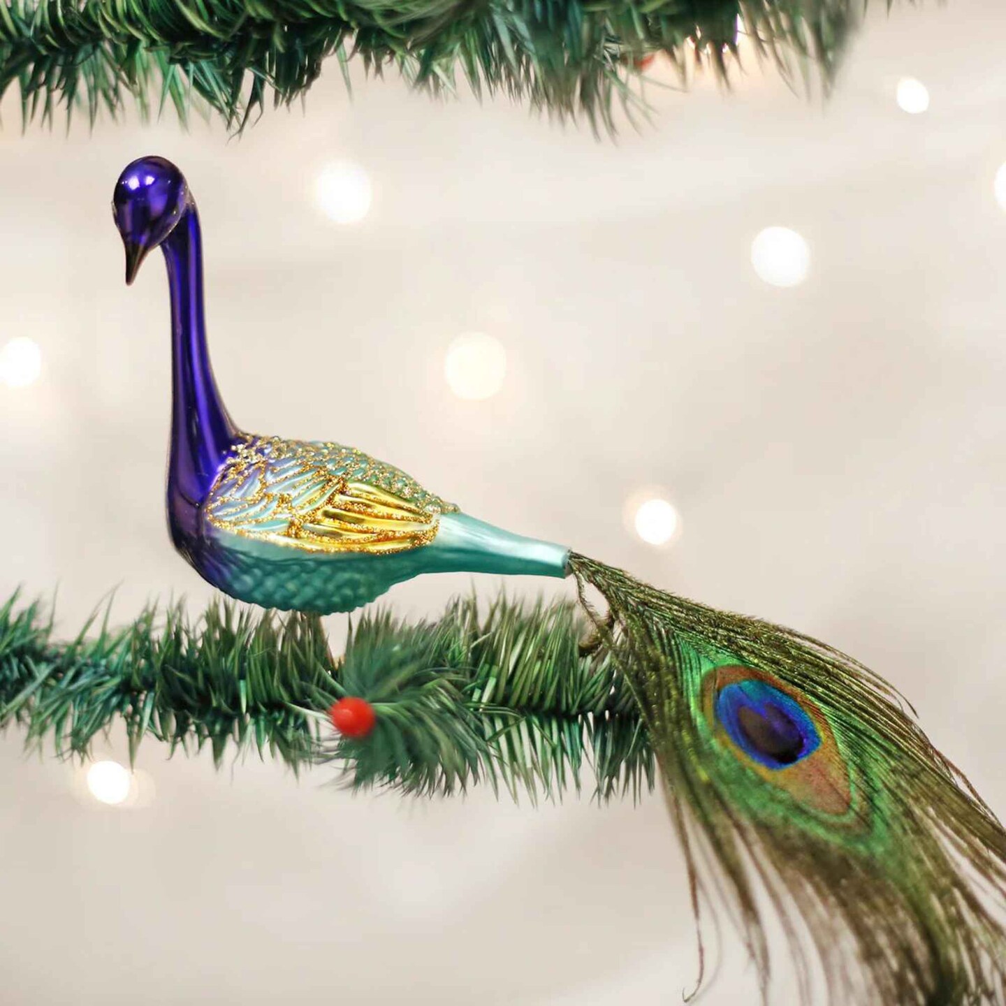 Old World Christmas 3.5 Inch Magnificent Peacock Tree Ornament , Grandeur Royalty Clip-On