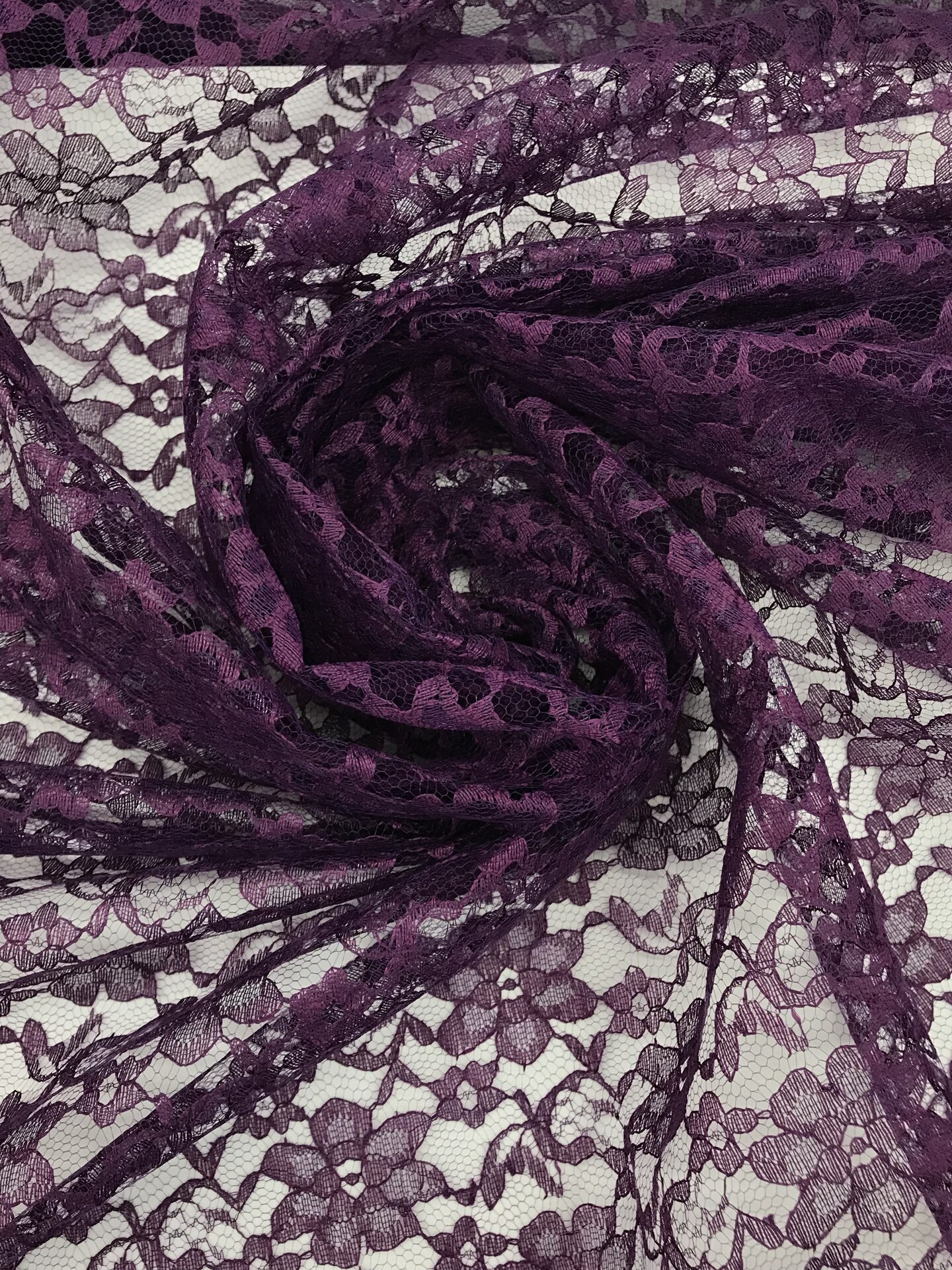 1 Yard Plum Rachelle Lace Fabric Sheer Floral Mesh for Dresses, Crafts & Decorations 58″-60″ Wide