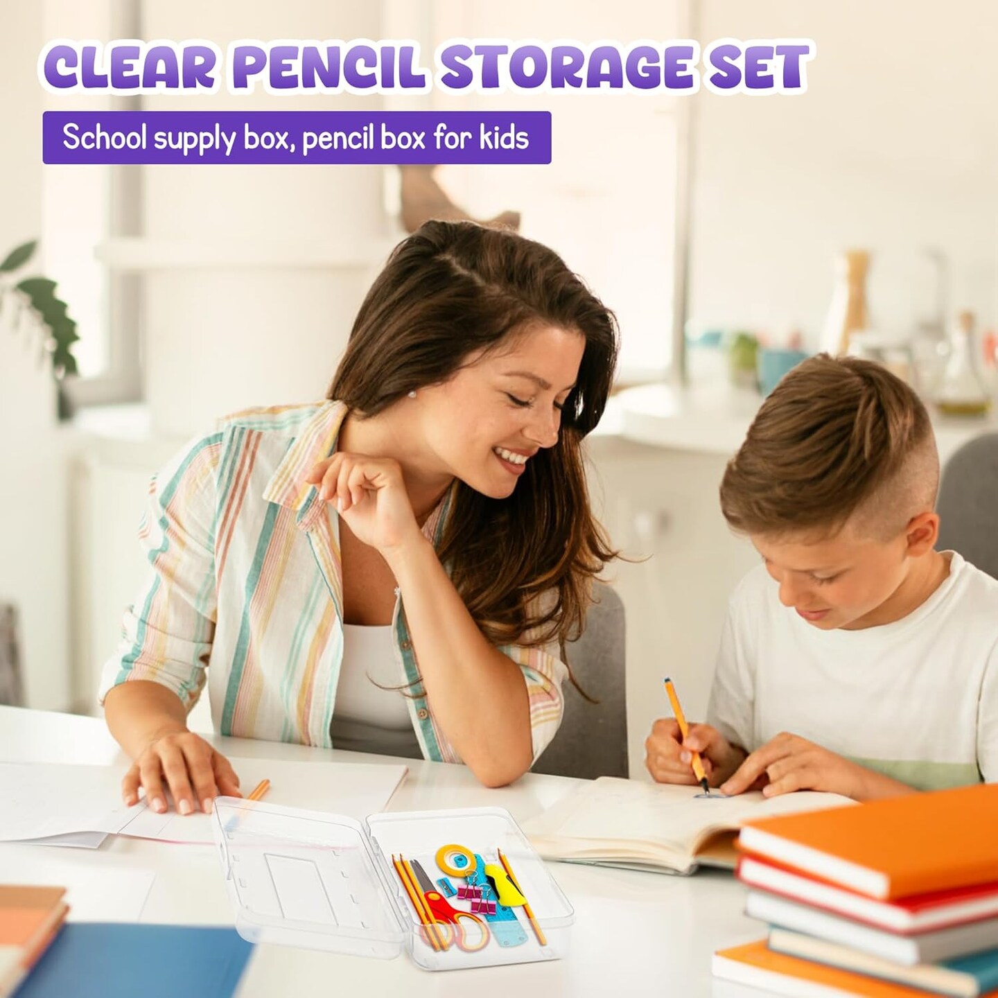 4E's Novelty 4 Pack Clear Pencil Boxes for Pencil Case for School Organize with Clear Plastic Pencil Case as School Supply Box, Pencil Cases for Kids in Durable Accessories Box for Daily Use