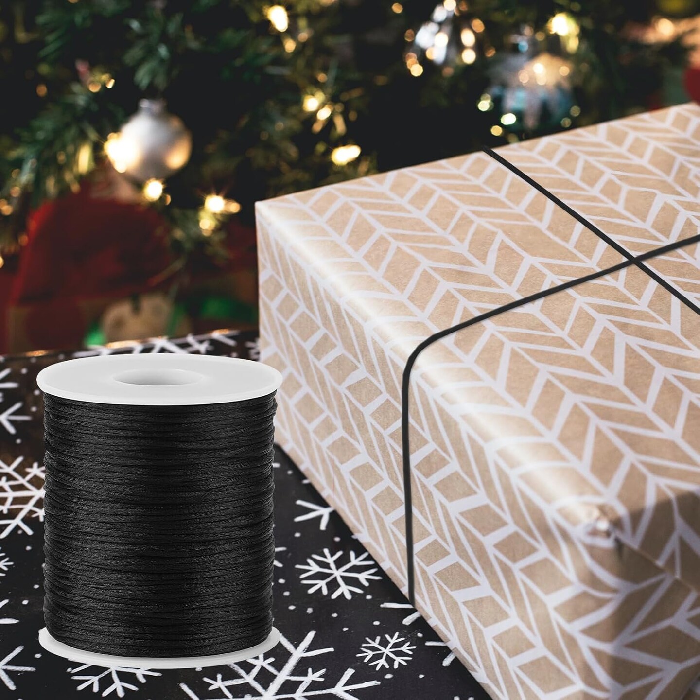 Black Nylon String Cord - 1MM 100 Yards Black Twine, Bracelet String for Bracelet Making, Braided Ornament Lanyard Thread, Jewelry Thread Clay Bead Cords for Crafts, Macrame Satin