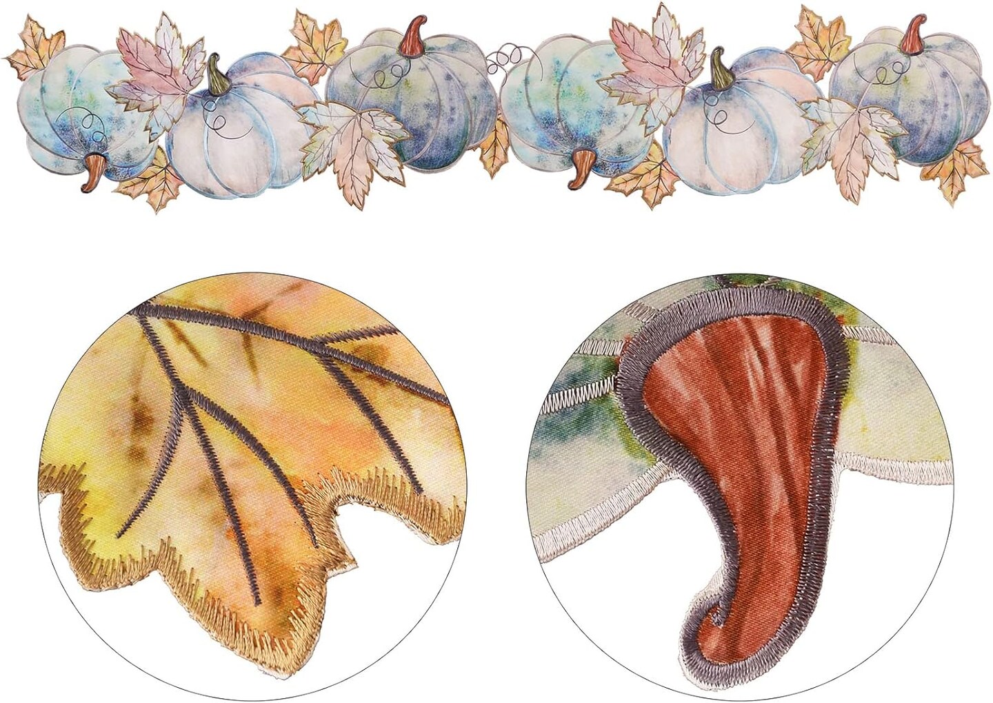 Fall Blue Harvest Pumpkins Table Runner