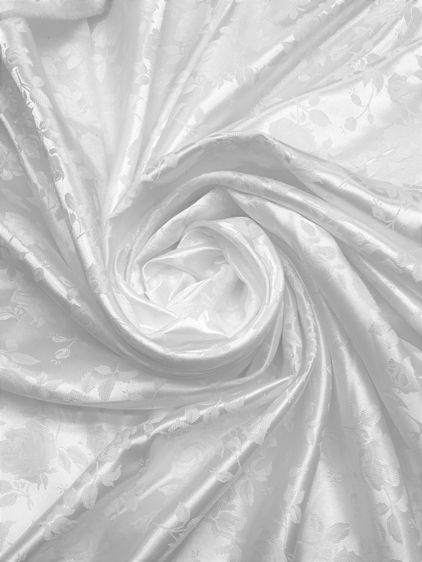 1 Yard white Jacquard Satin Reversible Fabric for Wedding Tablecloths Drapery Garments Crafts 58/60 Inches Width