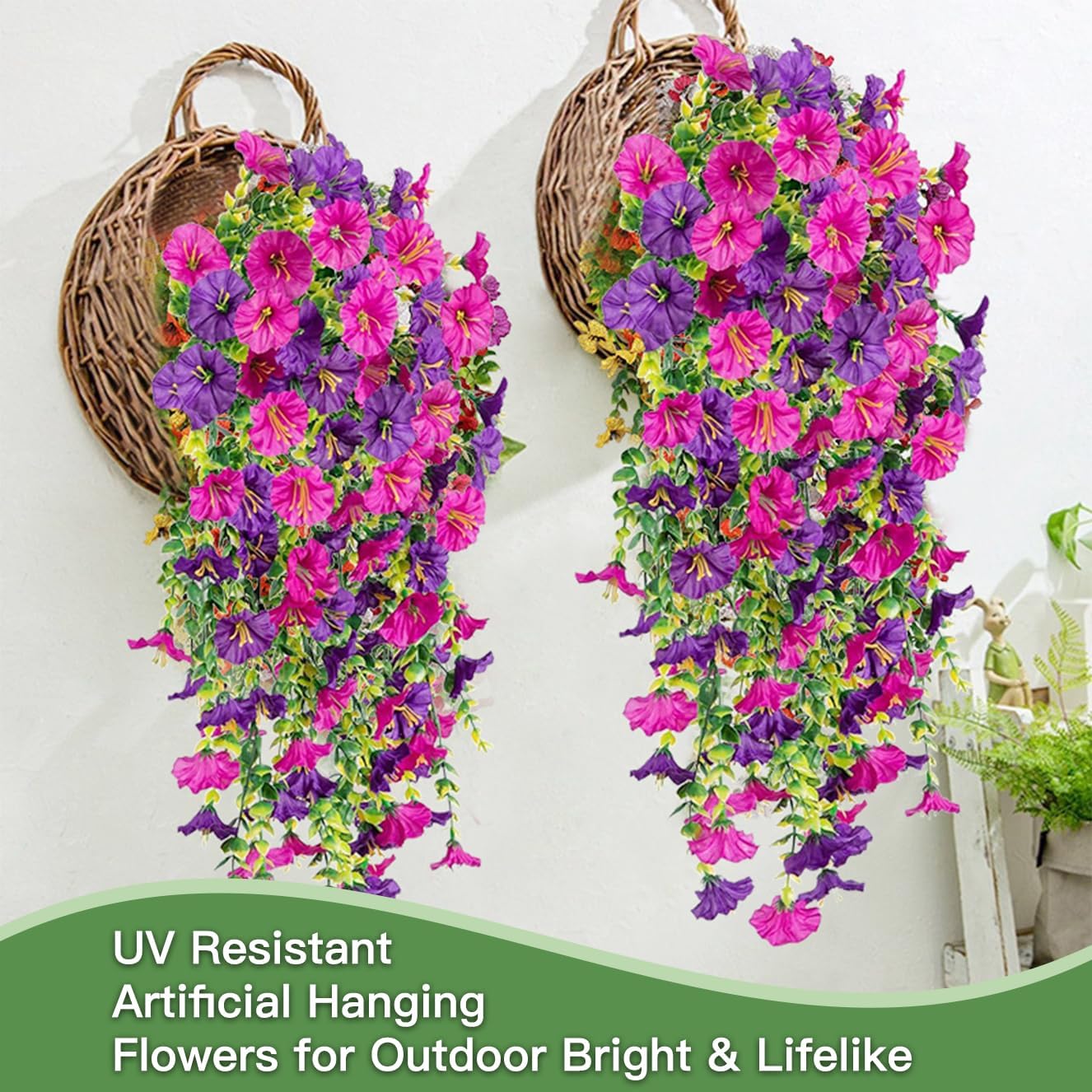 Fake Morning Glory Hanging Flower Decoration, 2Pcs