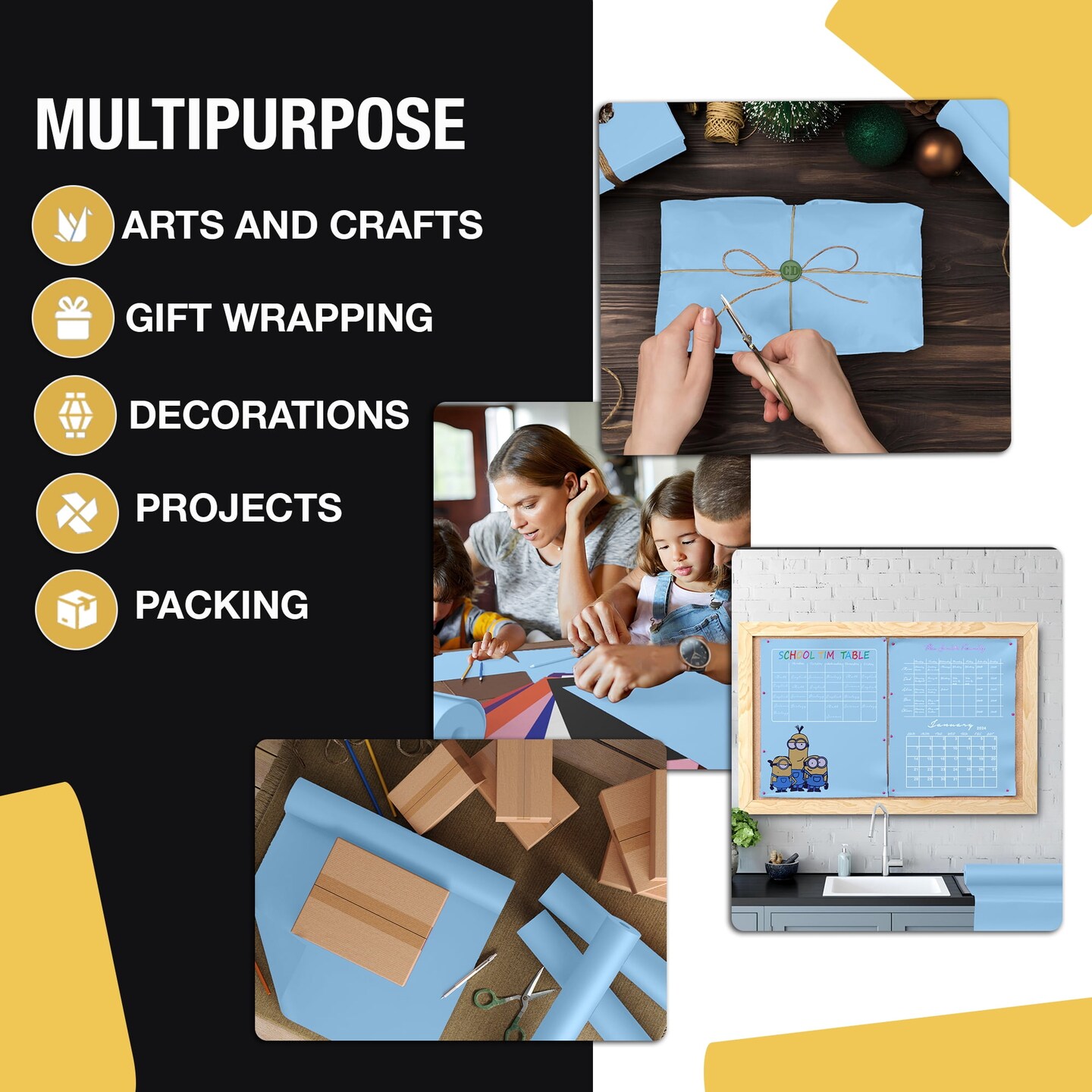 Kraft Paper Roll 17.75&#x22; X 1320&#x22; (110&#x27; Ft) Colored Paper Roll - Packing Paper Roll - Craft Supplies - Kraft Wrapping Paper Perfect as Shipping Paper Craft Paper Roll by Crown Display