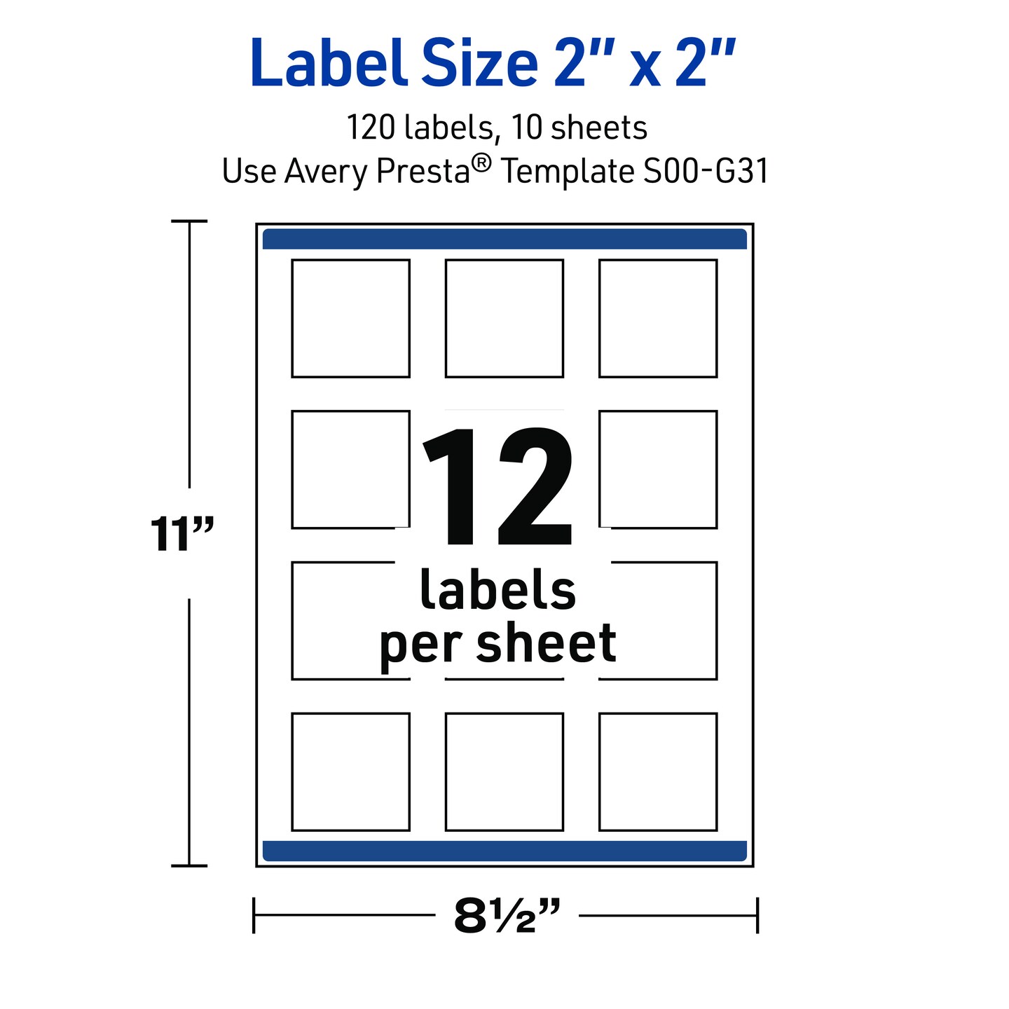 Avery Printable Square Labels with Sure Feed Technology, 2" x 2", Pre-printed Arched Metallic Gold Florals Design, Glossy White, Laser & Inkjet Compatible, 120 Total