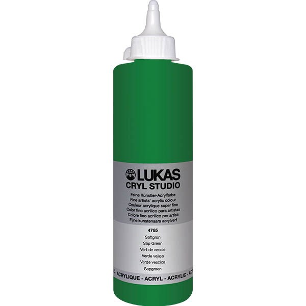 Lukas CRYL Studio Artist Acrylic Paint, Sap Green, 500 ml Bottle - High Pigment Acrylic Paints for Canvas Painting, Large Scale Works - Medium-Viscosity, Water-Mixable, Fast Drying
