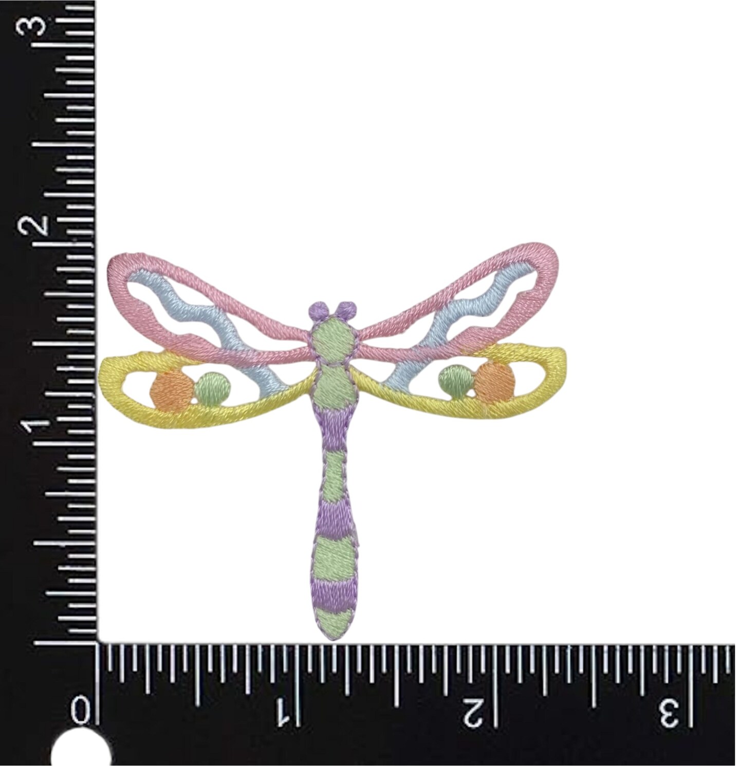 Pastel Dragonfly, Embroidered, Iron on Patch