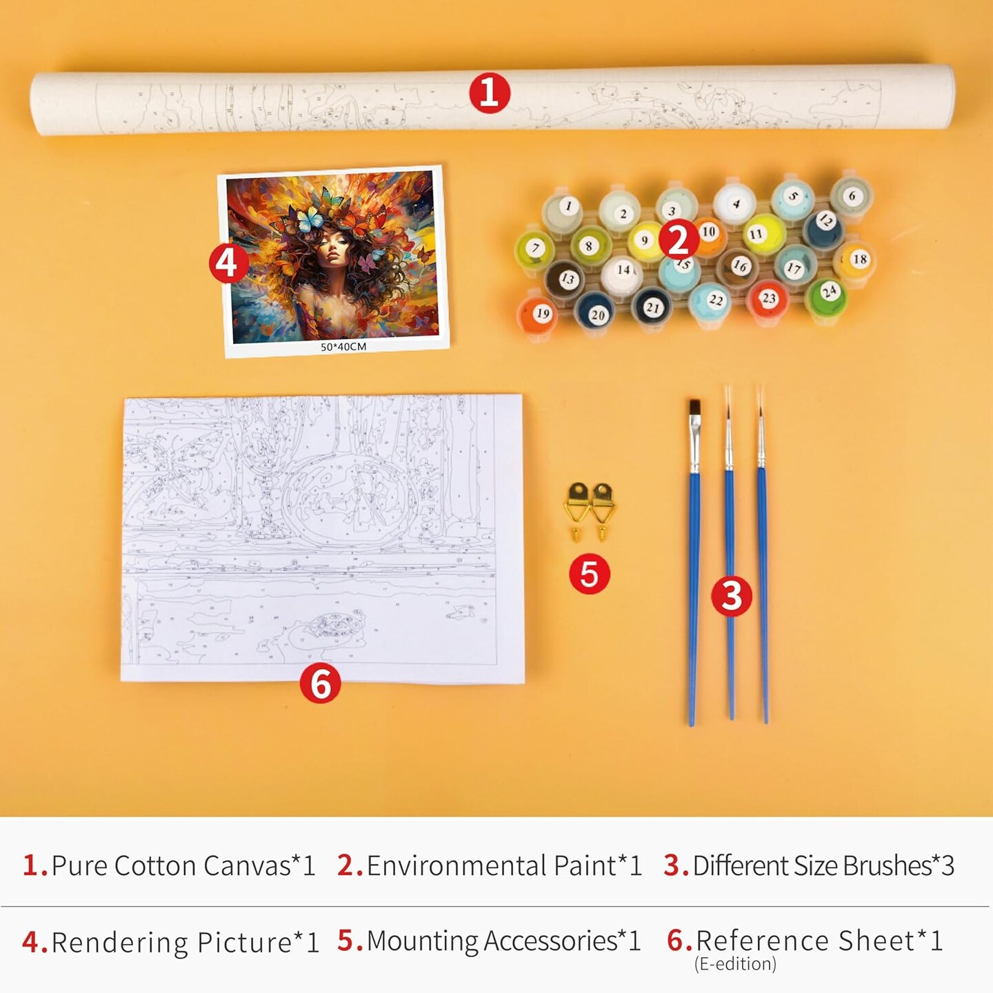 Vibrant Paint by Number for Adults, Butterfly and Lovely Girl Paint by Numbers, DIY Oil Painting Kit with Brushes and Pigment, Portrait of Adorable Oil Painting, 16&#x22;x20&#x22;