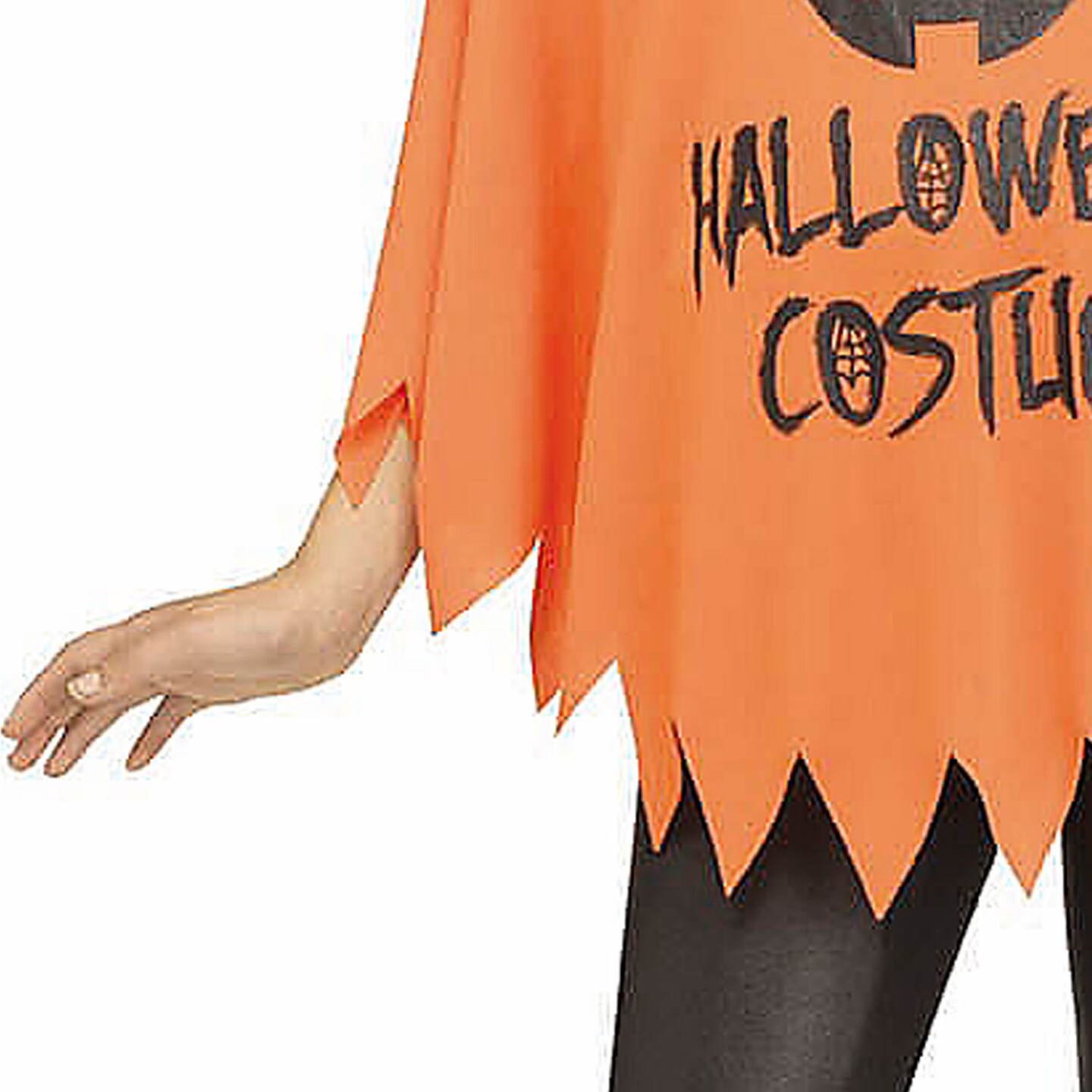 Kids Black Orange Pumpkin Poncho Costume Halloween Outfit