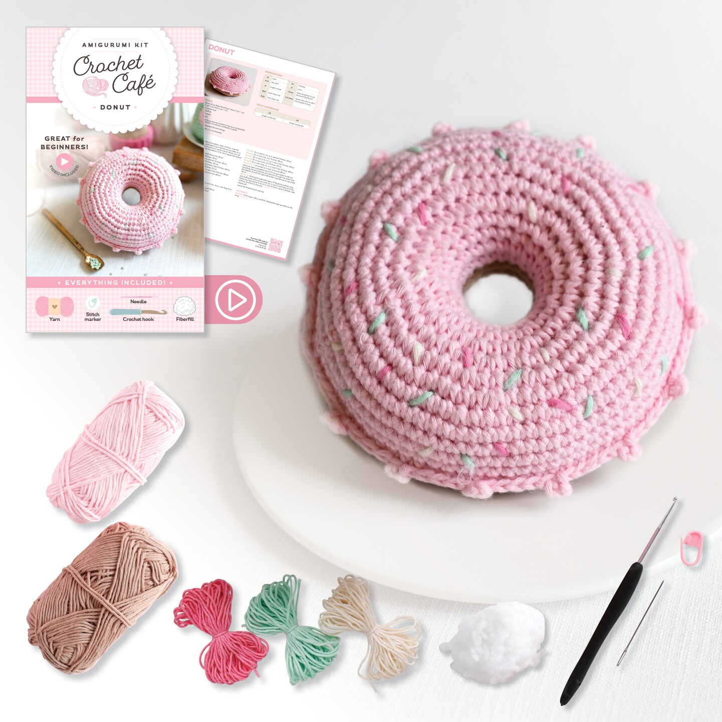 Crochet Cafe Amigurumi Kit Donut: Everything You Need Is Included!