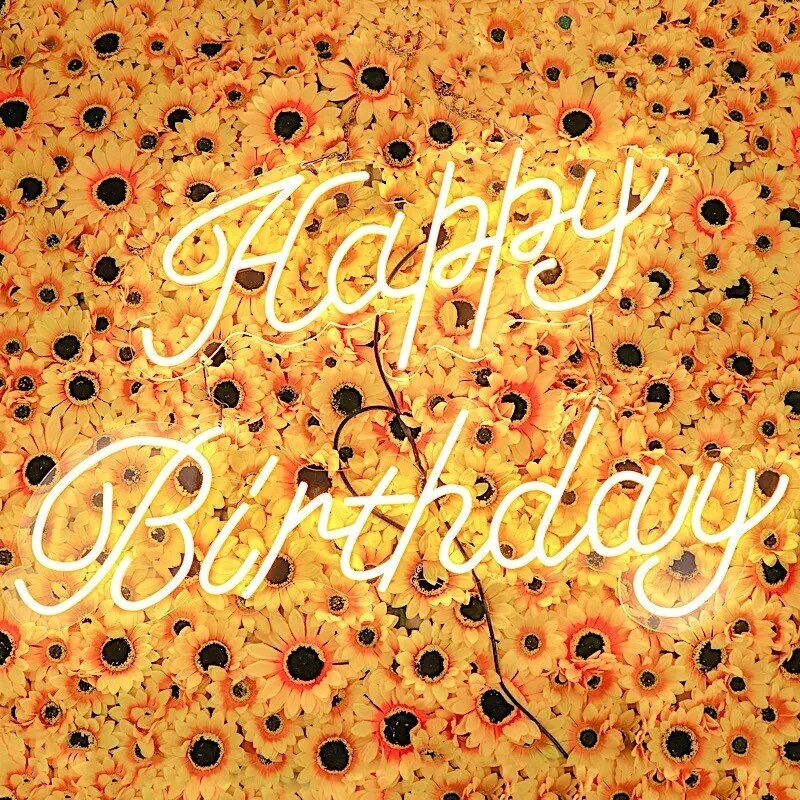 32&#x22; Warm White Happy Birthday Neon Sign LED Hanging Wall Lights Party Events