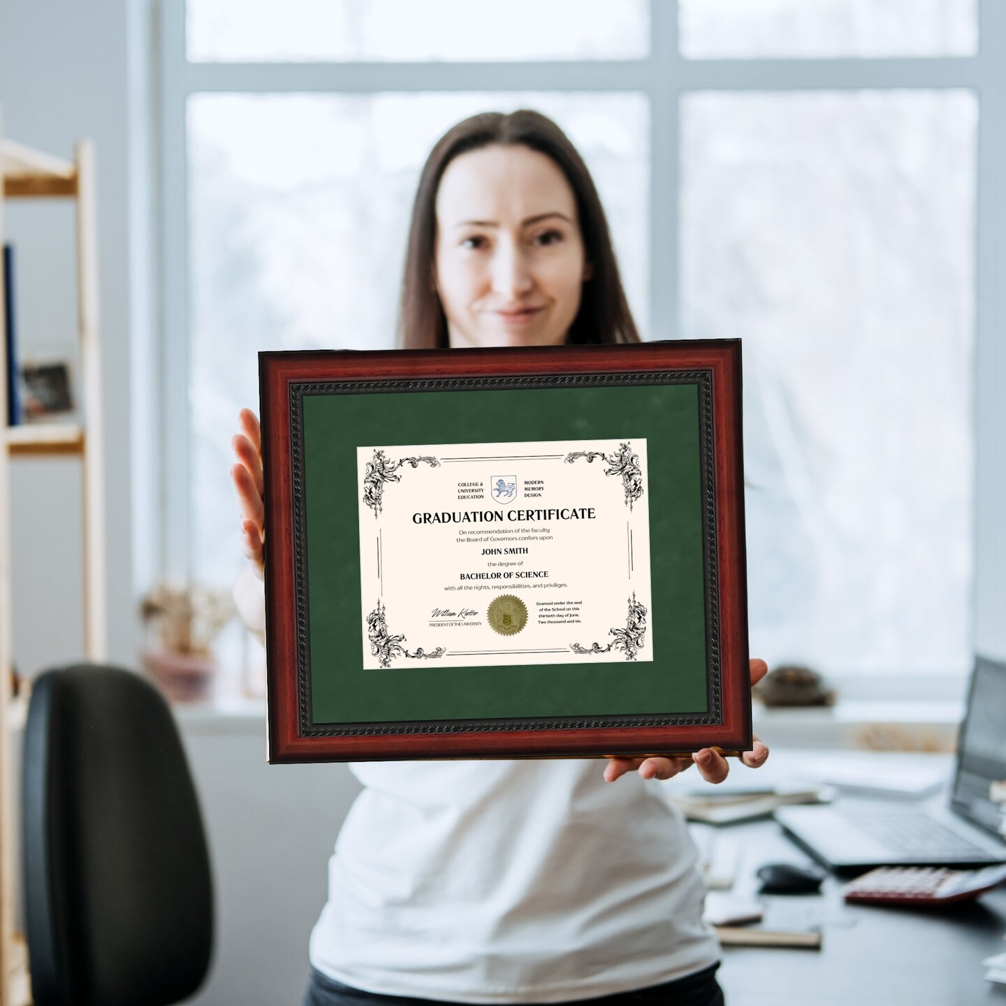 George Mason University 11x14 Diploma Frame for 8.5x11 Certificate Green