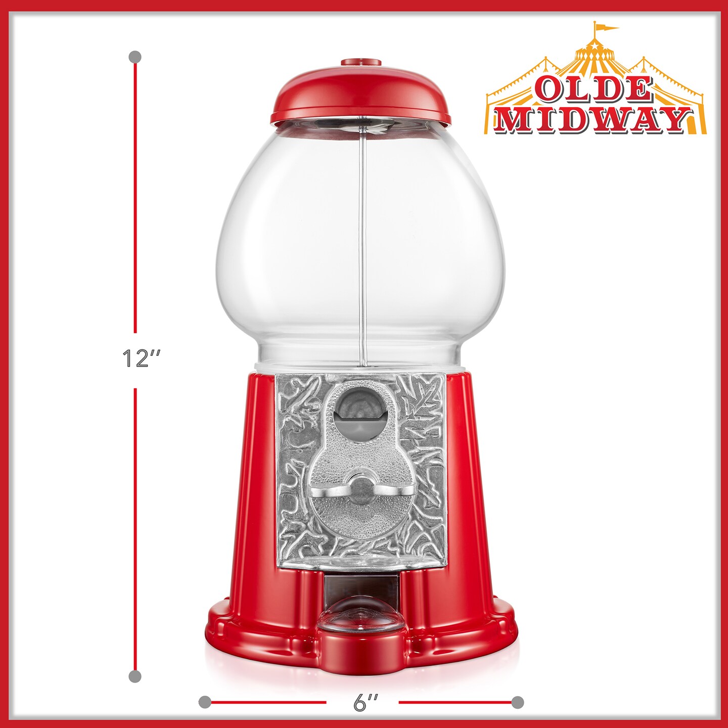Olde Midway Gumball Machines with Glass Globe and Metal Base, Vintage-Style Bubble Gum Candy Dispenser