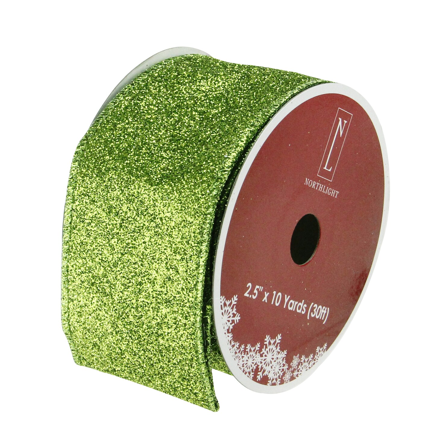 Northlight Club Pack of 12 Lime Green Solid Shimmering Wired Christmas Craft Ribbons - 2.5&#x22; x 120 Yards