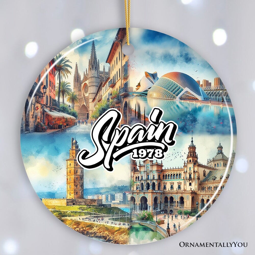 Artistic Spain Cultural Heritage and Landmarks Ornament, Christmas Tree Decor and Keepsake