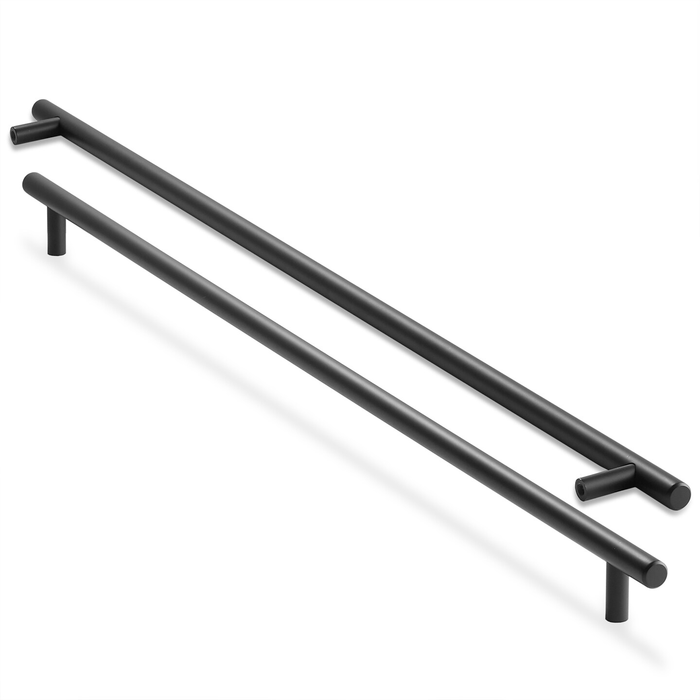 Cauldham Solid Stainless Steel Euro Cabinet Pull Matte Black (21-5/8&#x22; Hole Centers) - 2 Pack