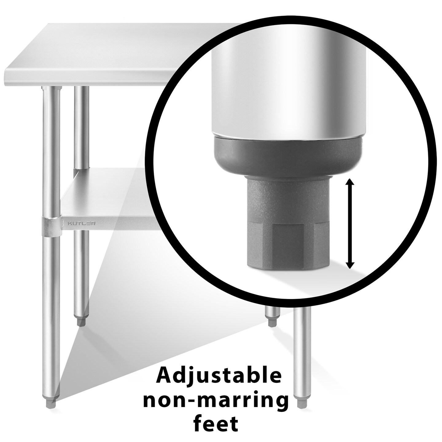 KUTLER Stainless Steel Table, NSF Heavy Duty Commercial Kitchen Prep and Work Table with Undershelf for Restaurant, Hotel, Home