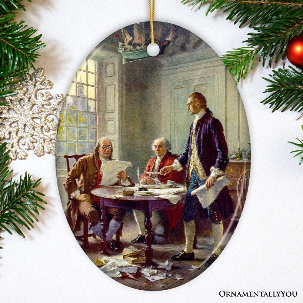 Writing of the Declaration of Independence Painting Ornament, Vintage American History