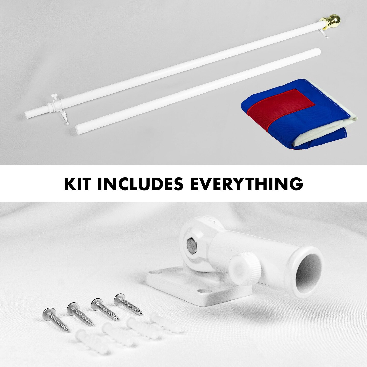 G128 - 6 Feet Tangle Free Spinning Flagpole (White) Christian Flag Brass Grommets Embroidered 3x5 ft (Flag Included) Aluminum Flag Pole